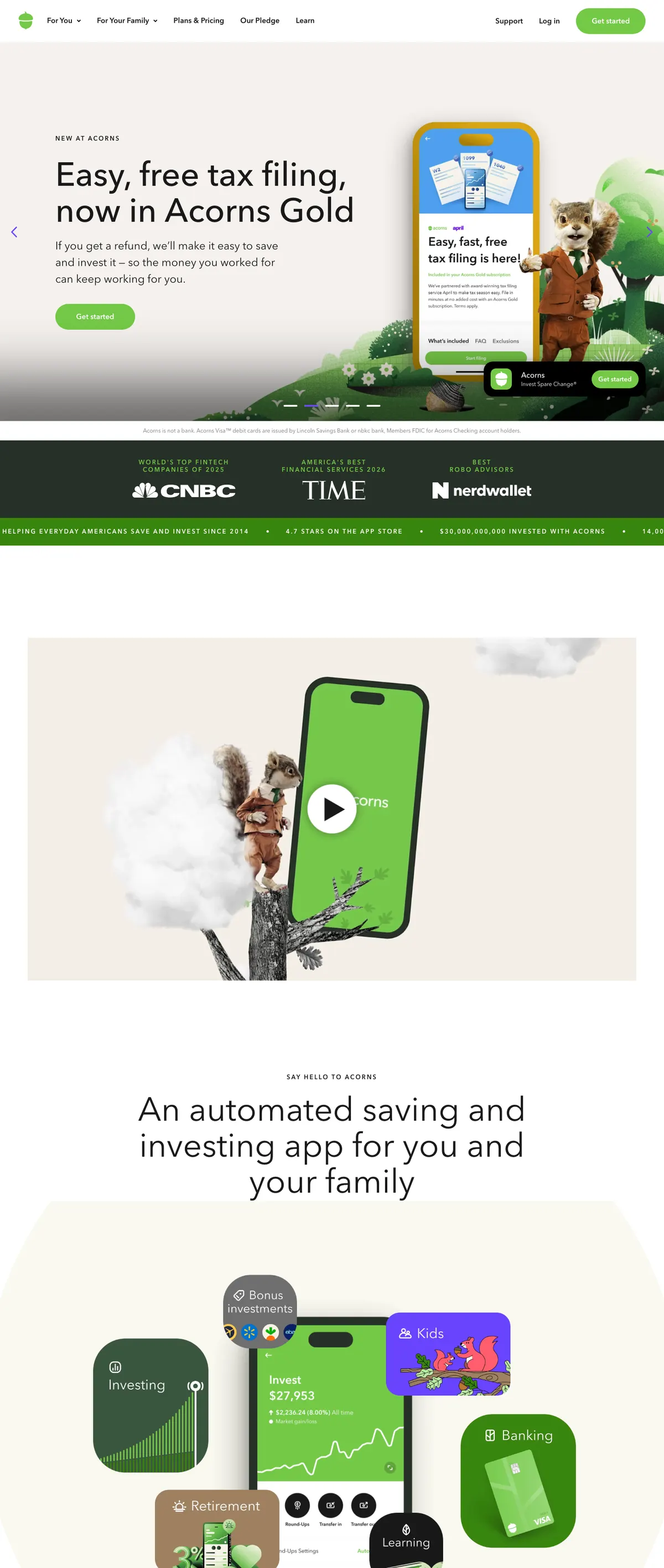 Acorns landing page