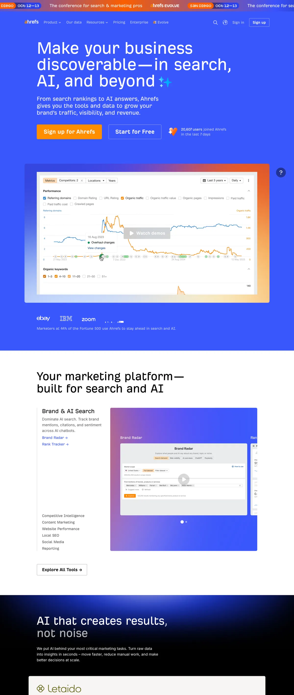 Ahrefs landing page