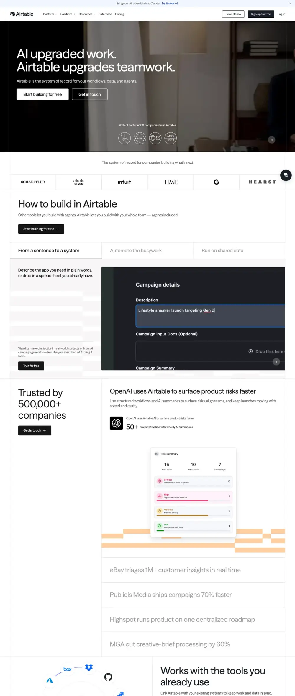 Airtable landing page
