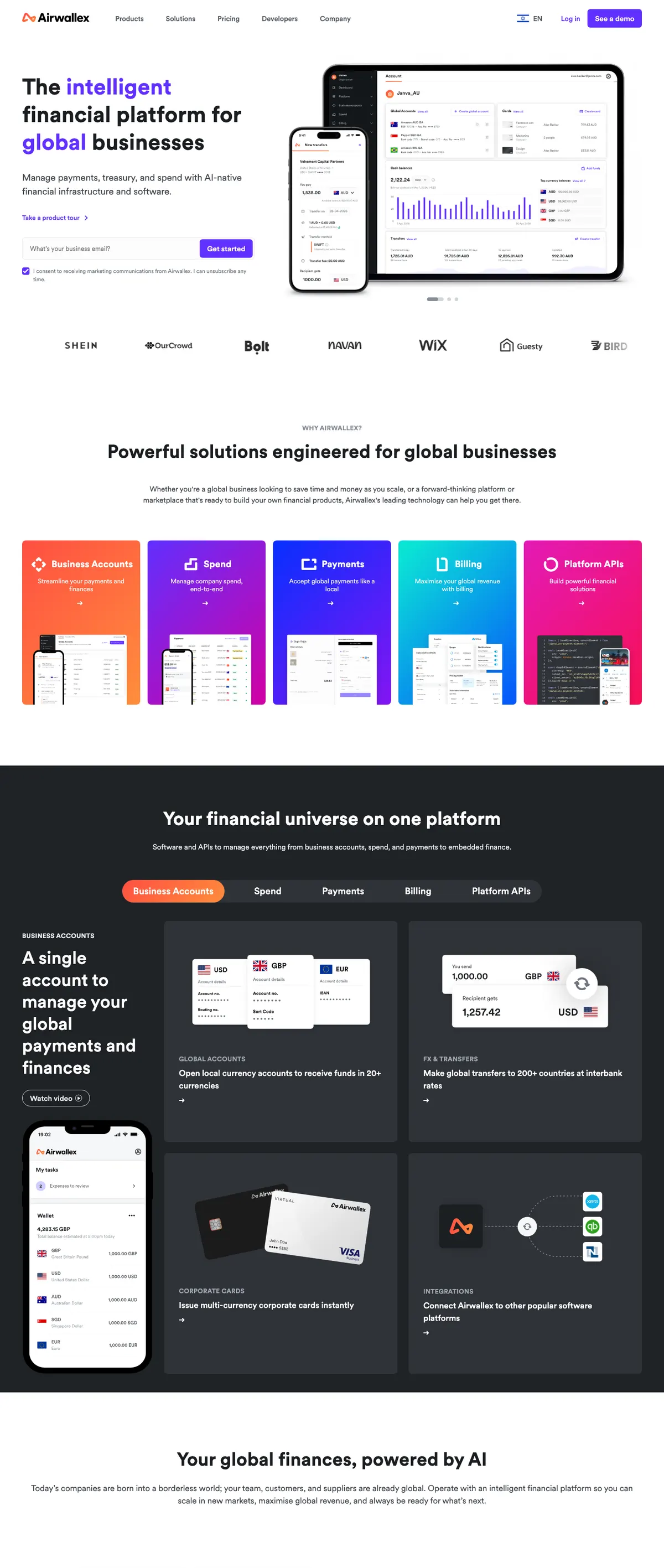 Airwallex landing page