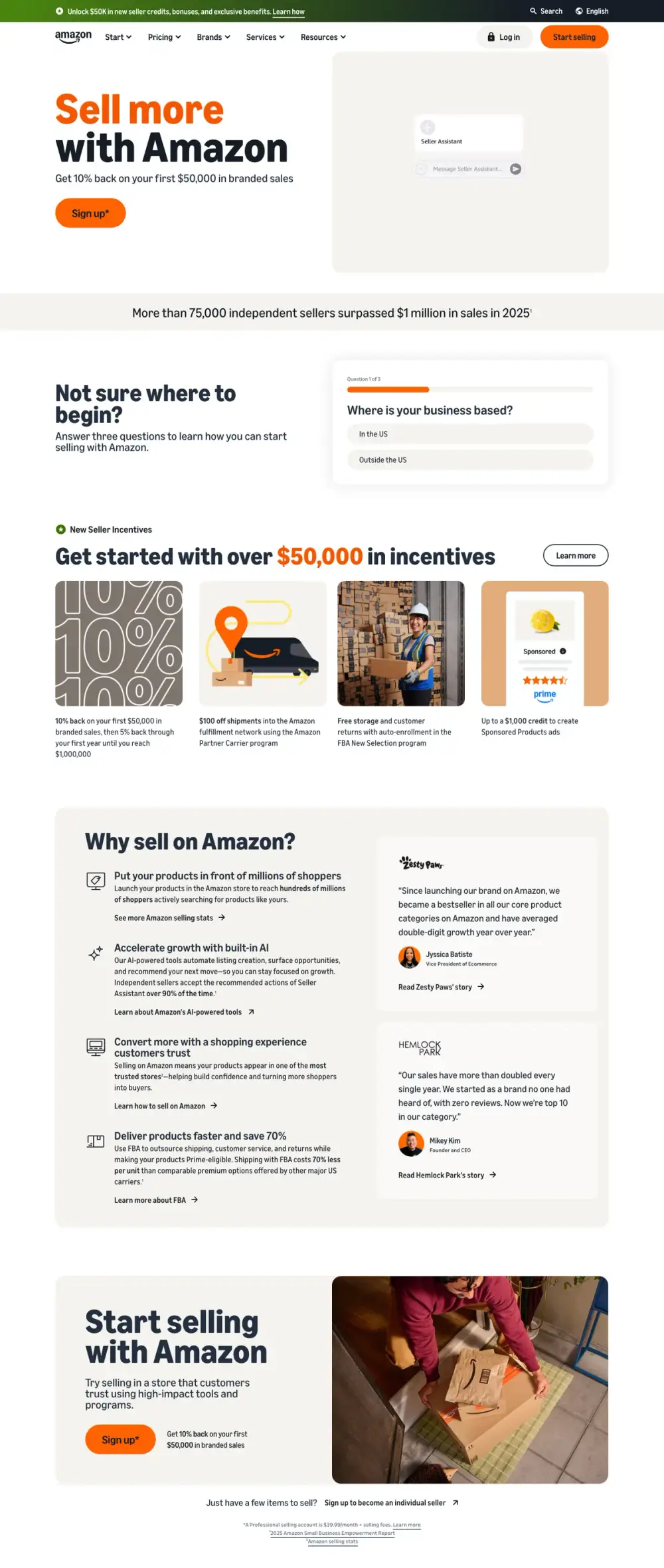 Amazon landing page