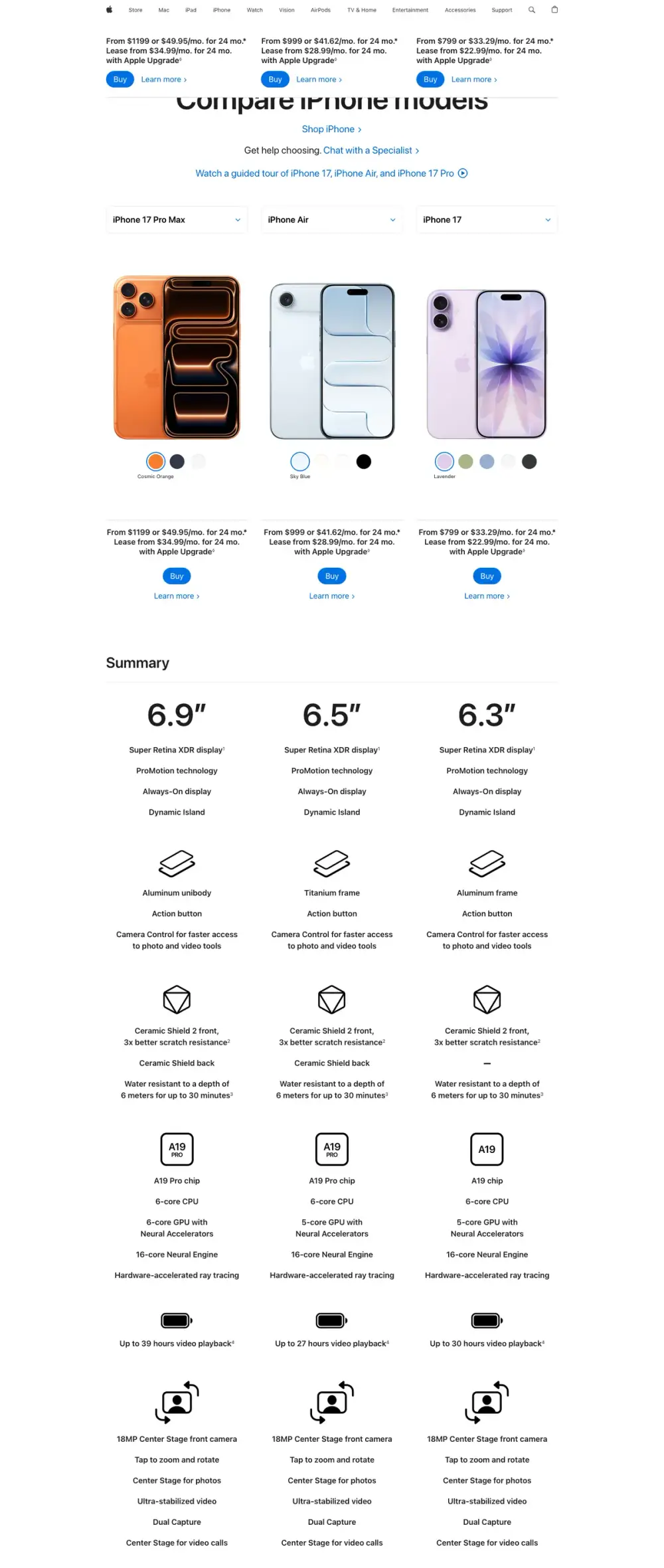 Apple landing page