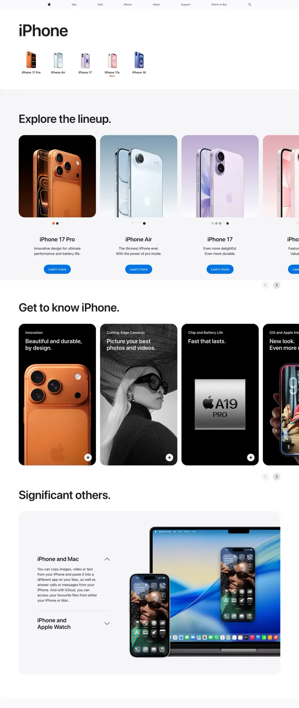 Apple landing page