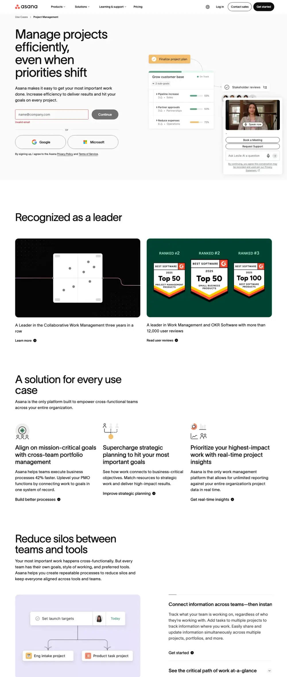 Asana landing page