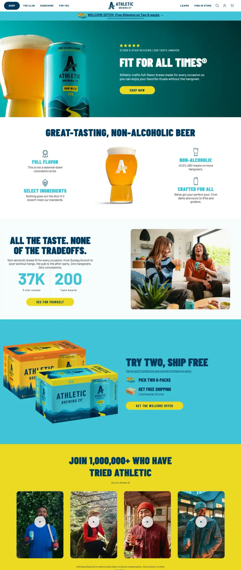 Athletic Brewing landing page