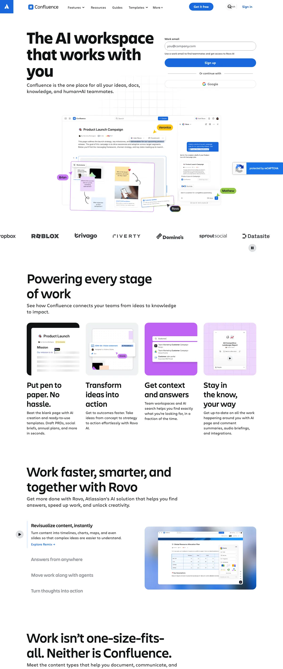 Confluence landing page