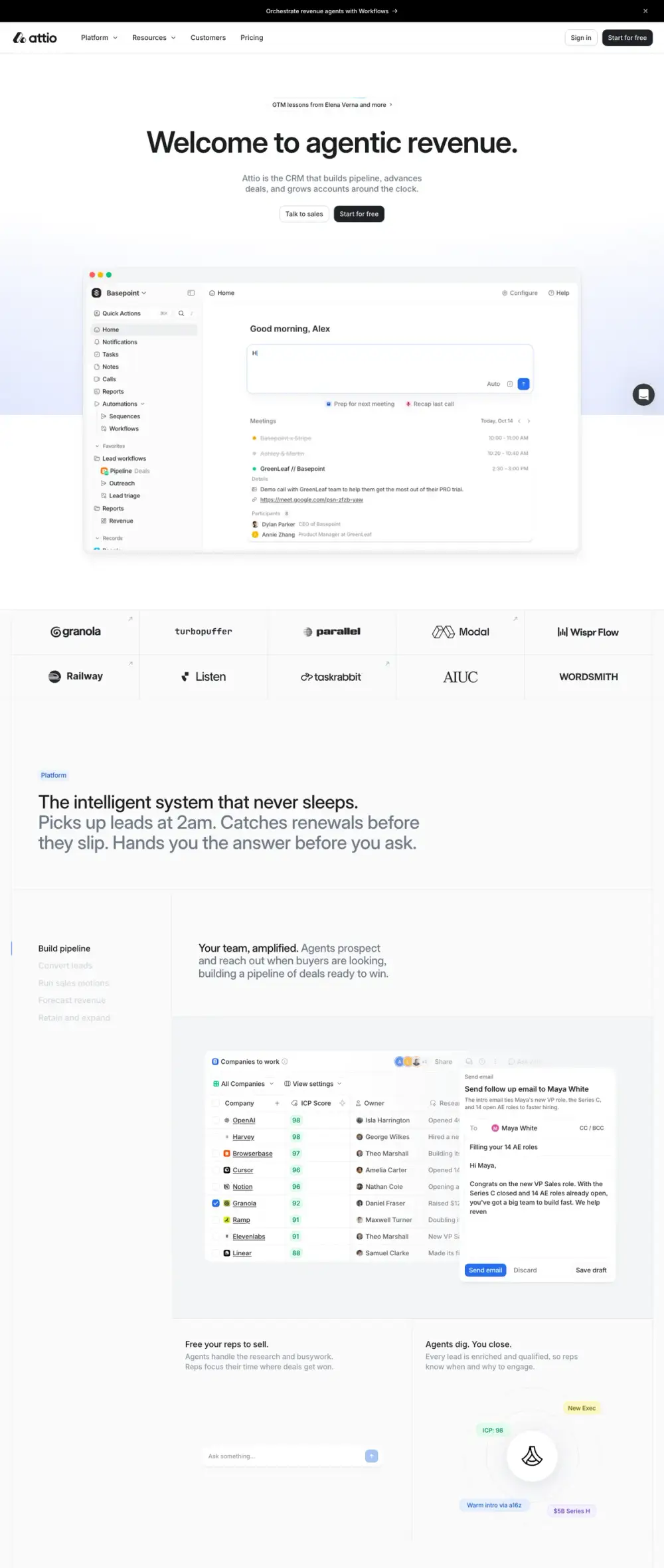 Attio landing page