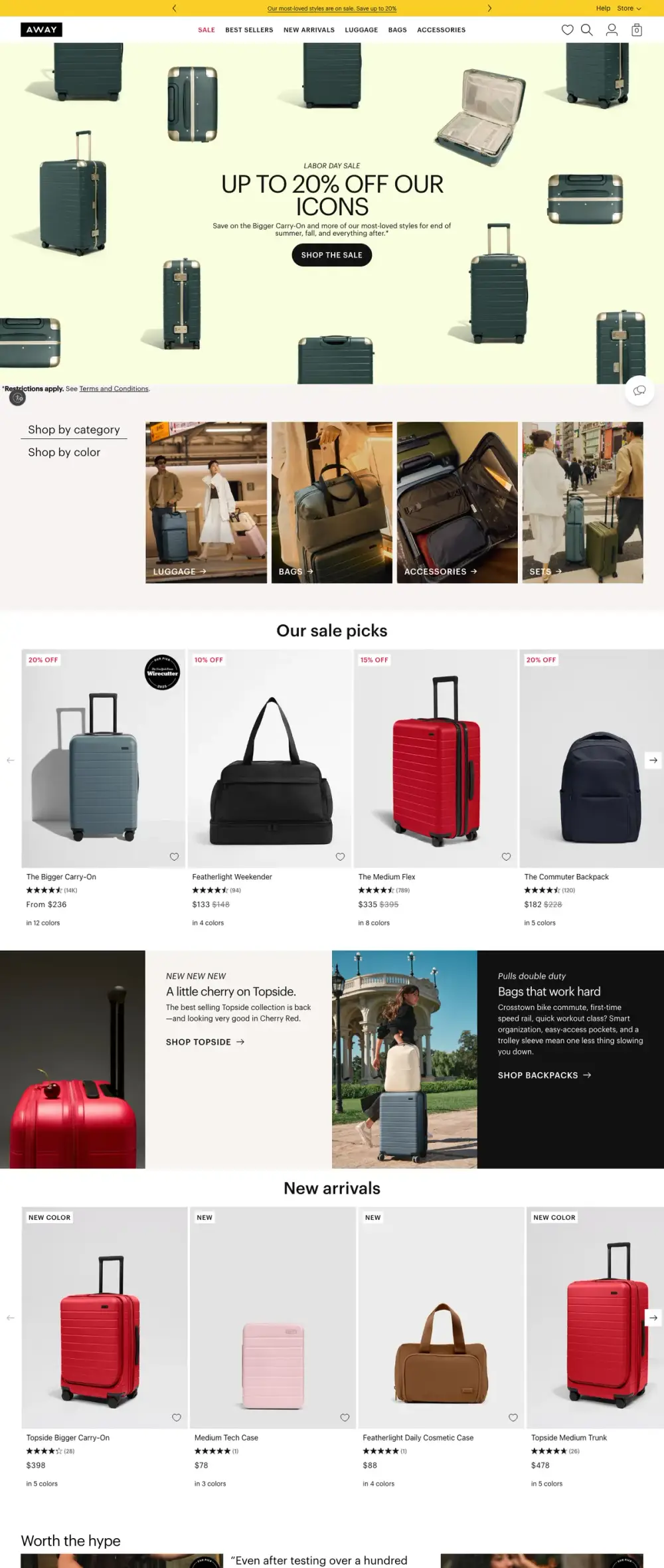 Away landing page