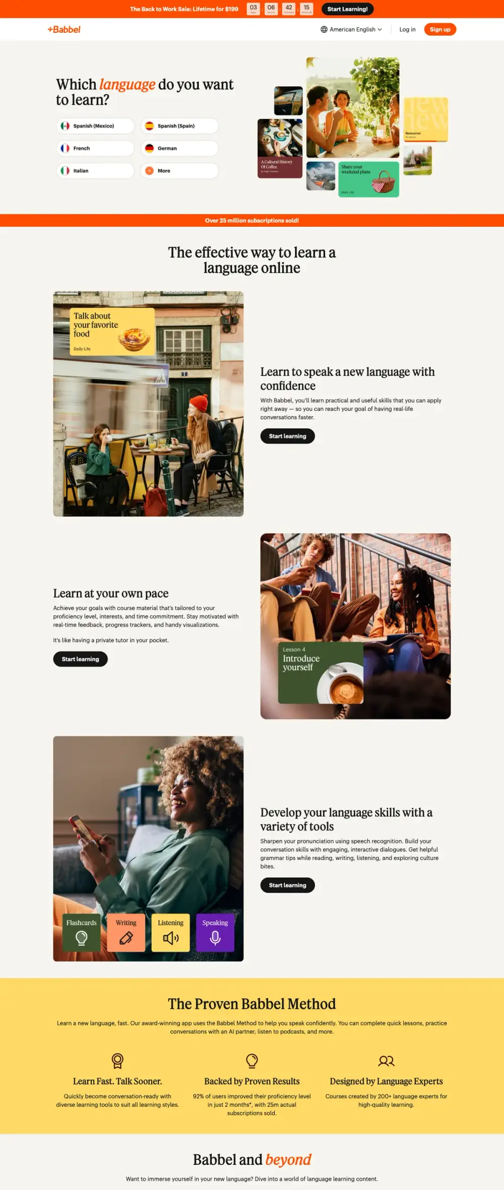 Babbel landing page