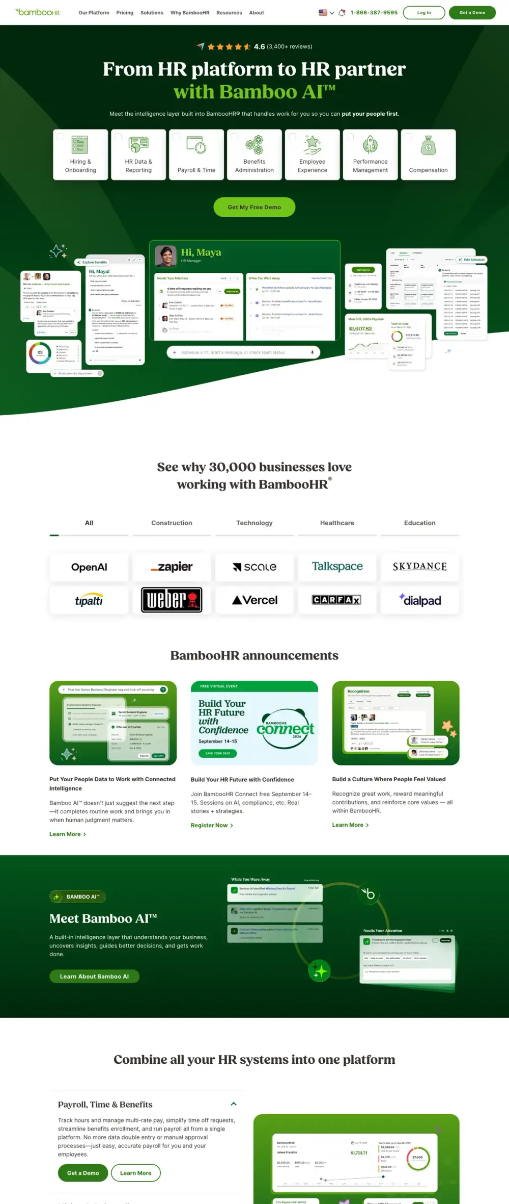 BambooHR landing page