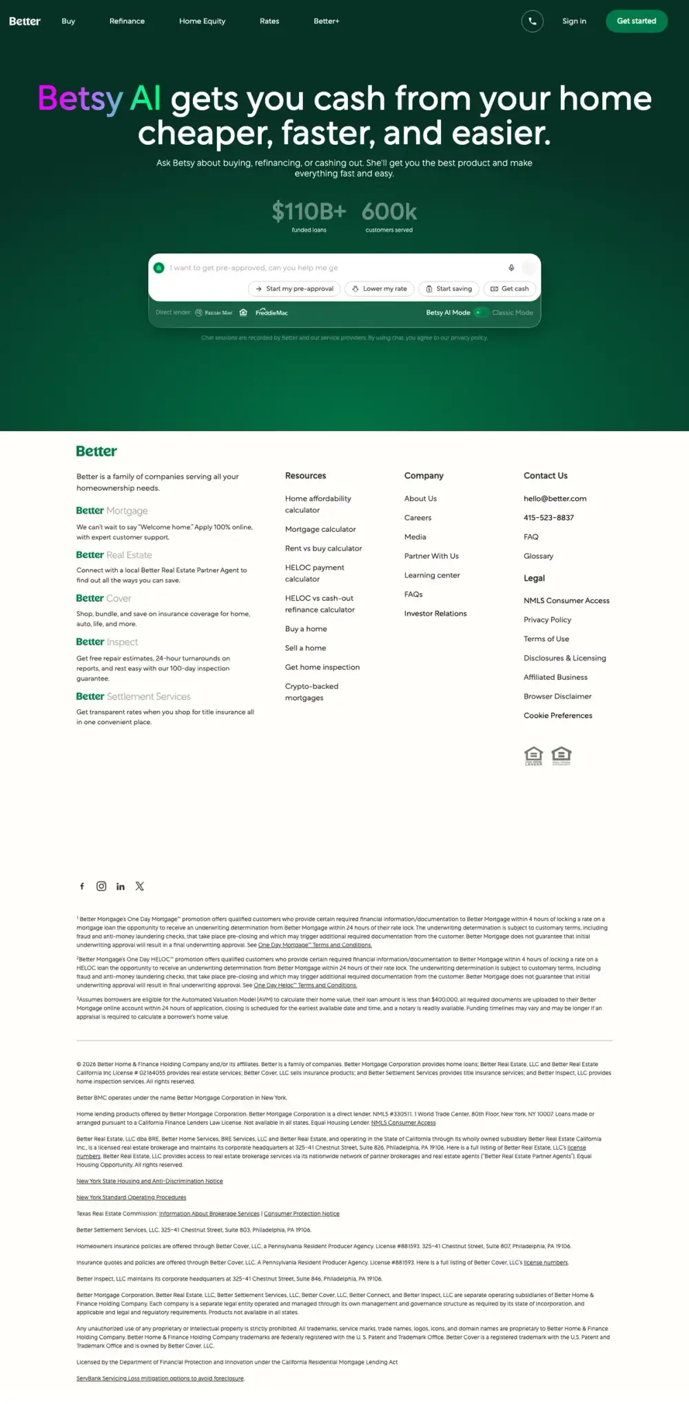Better landing page