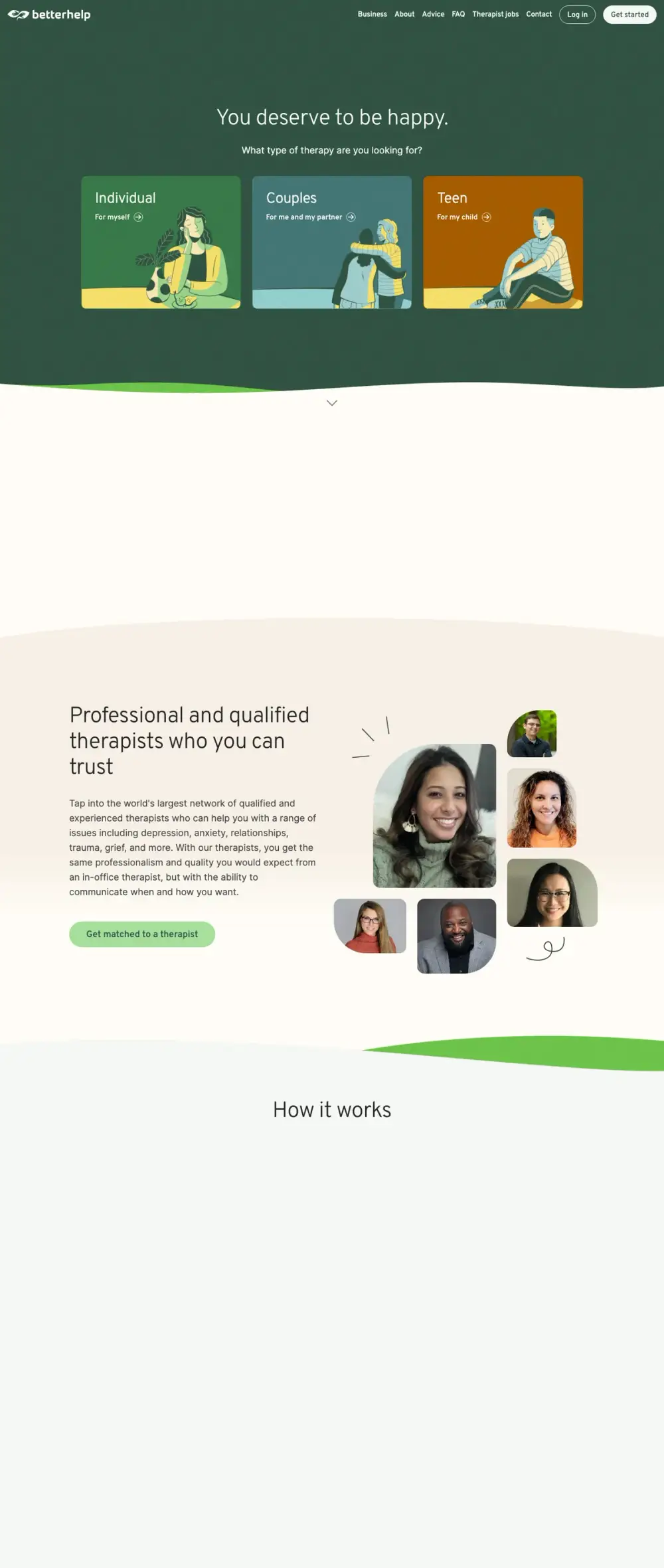 BetterHelp landing page