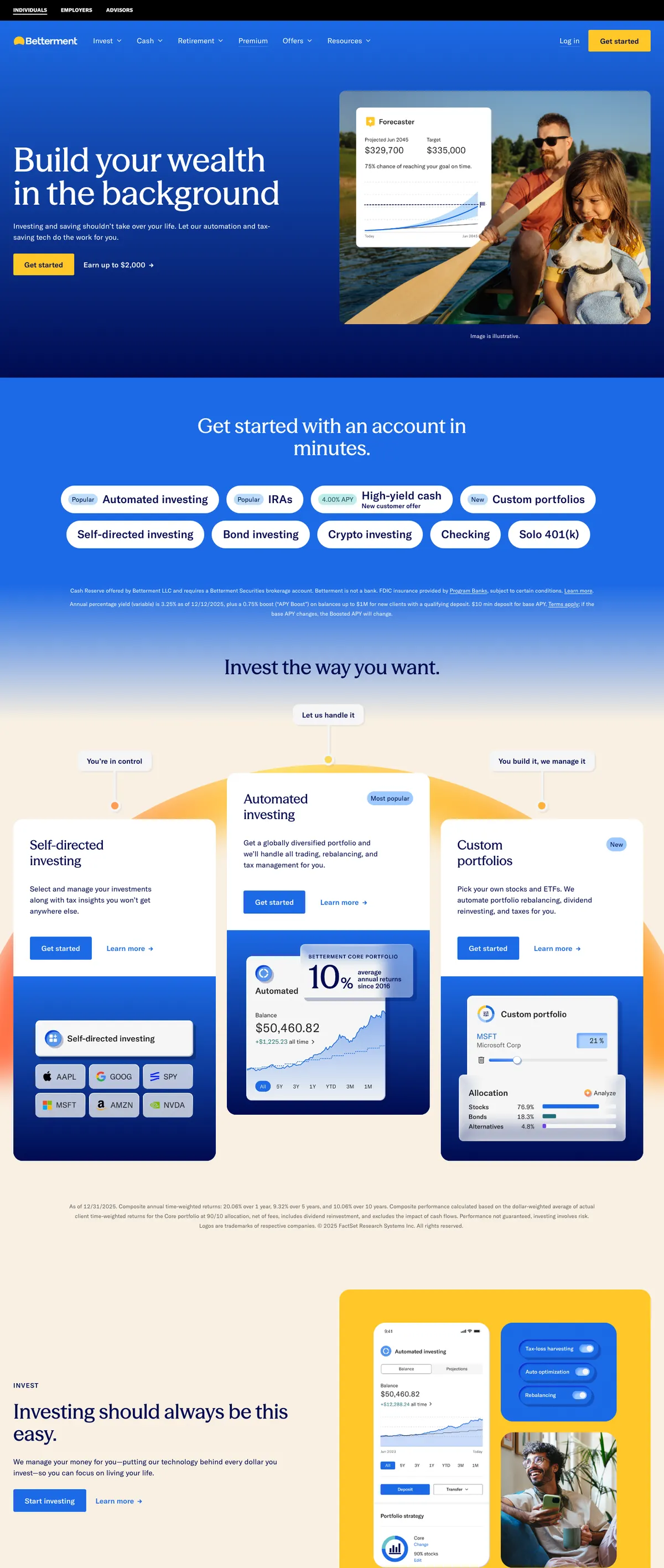 Betterment landing page