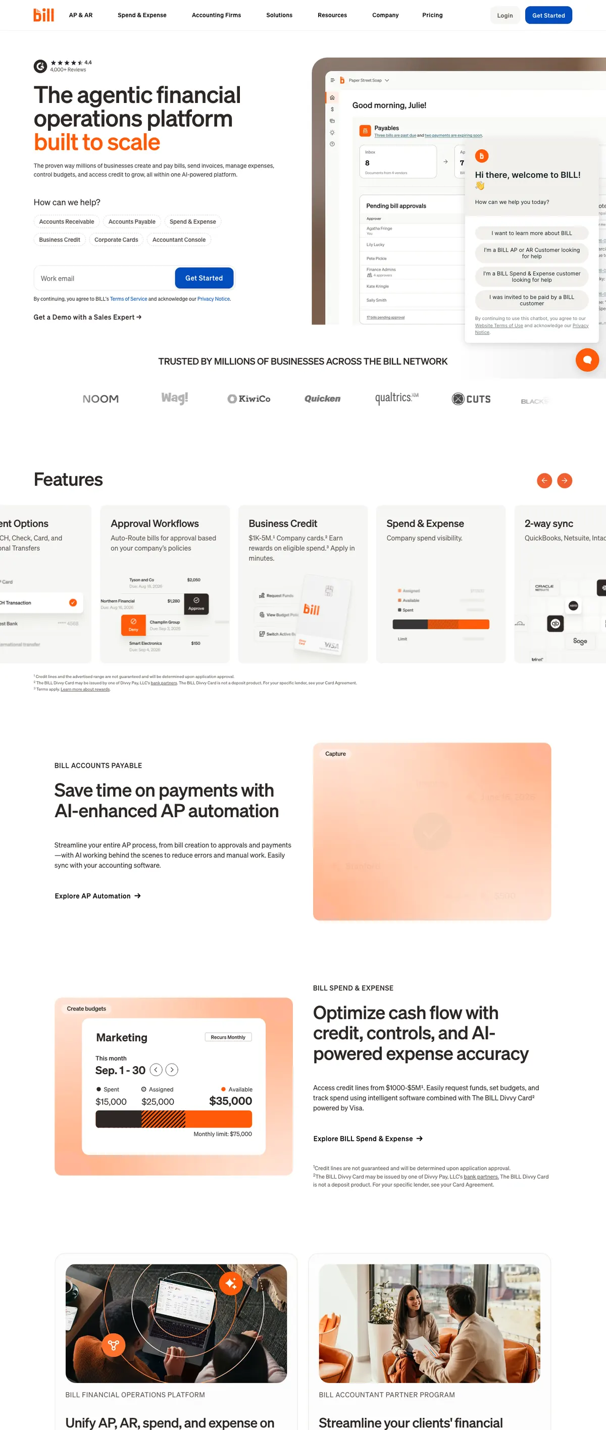 BILL landing page