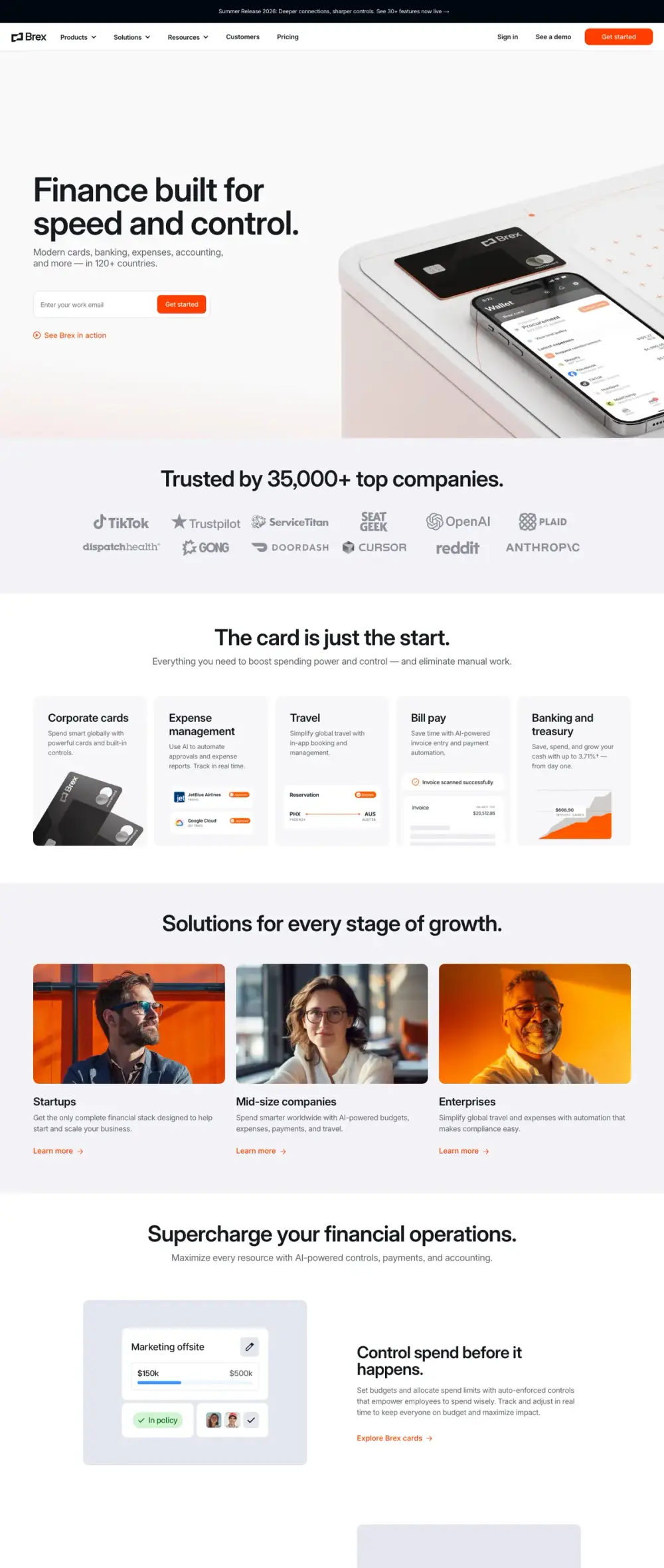 Brex landing page
