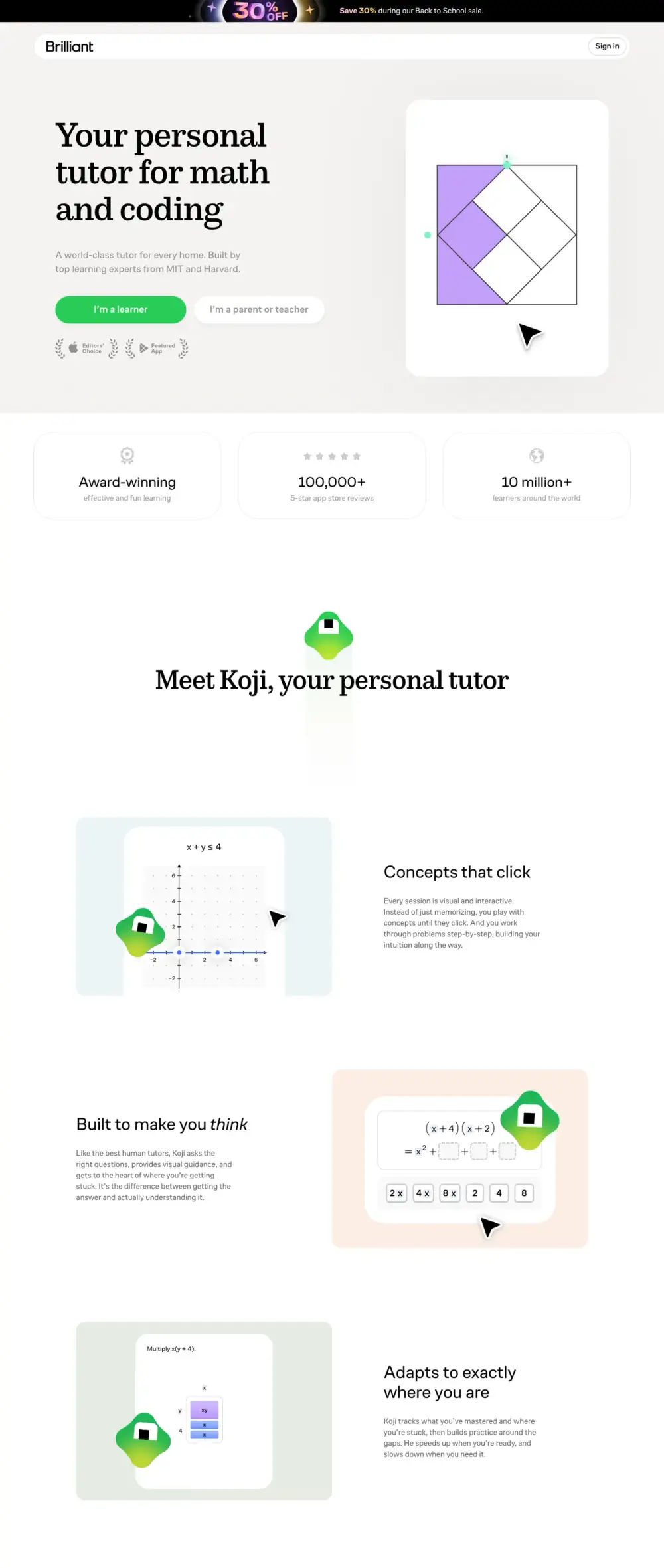 Brilliant landing page