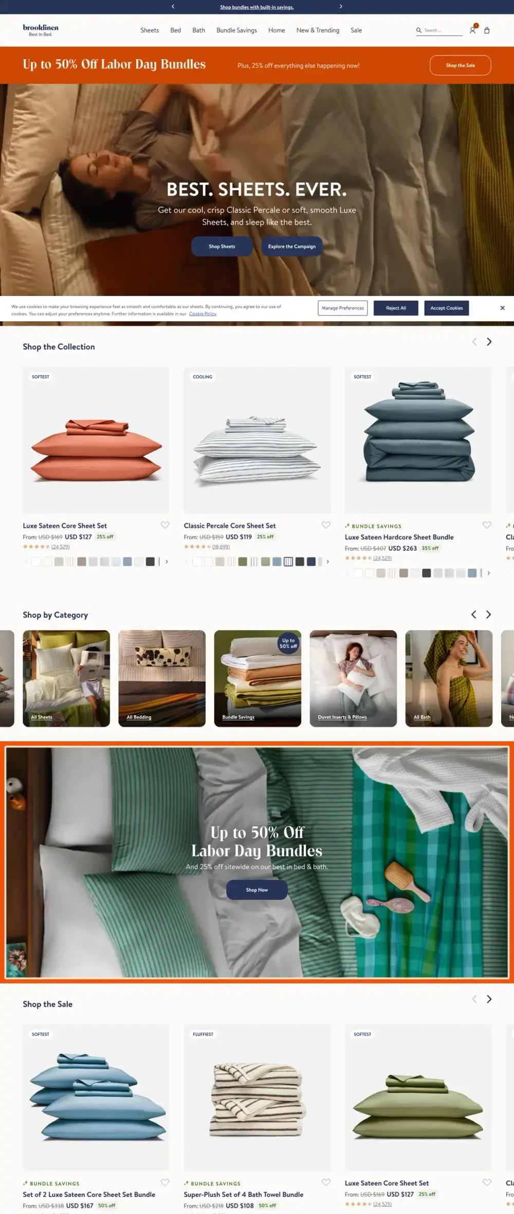 Brooklinen landing page