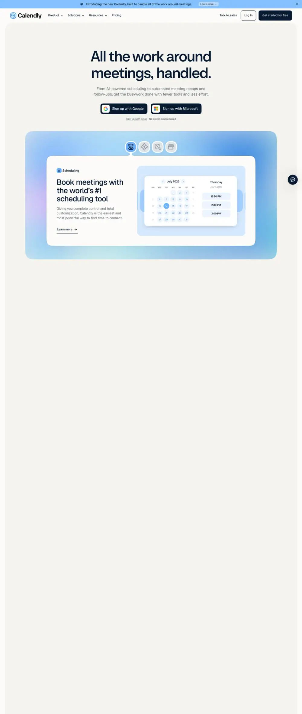 Calendly landing page