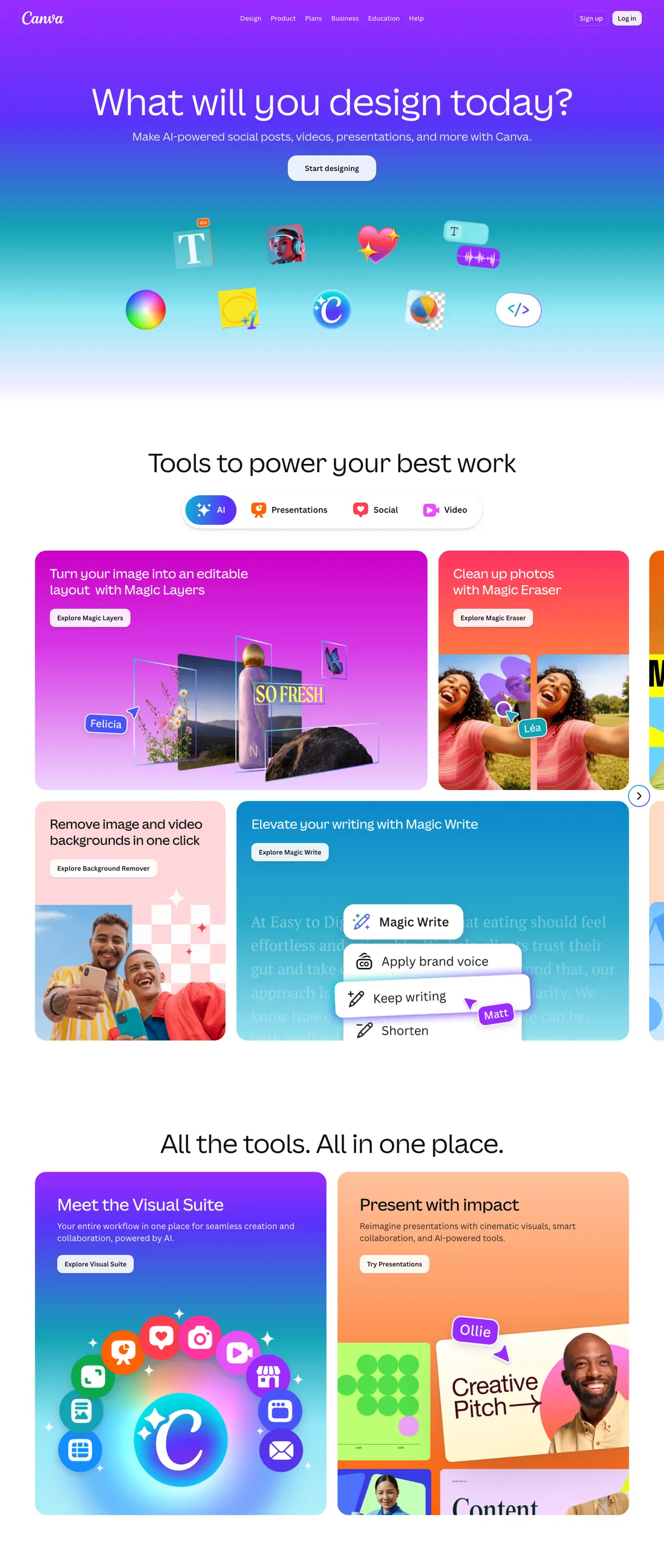Canva landing page