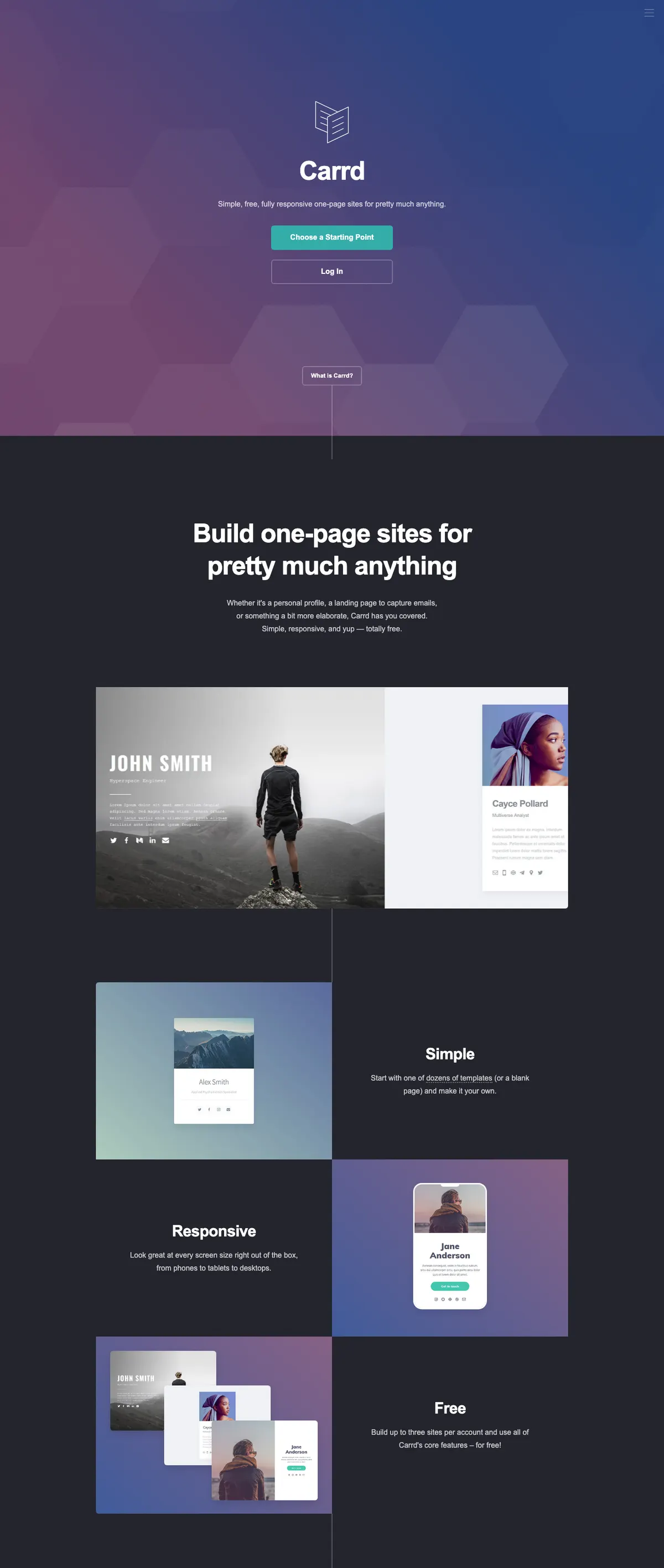 Carrd landing page