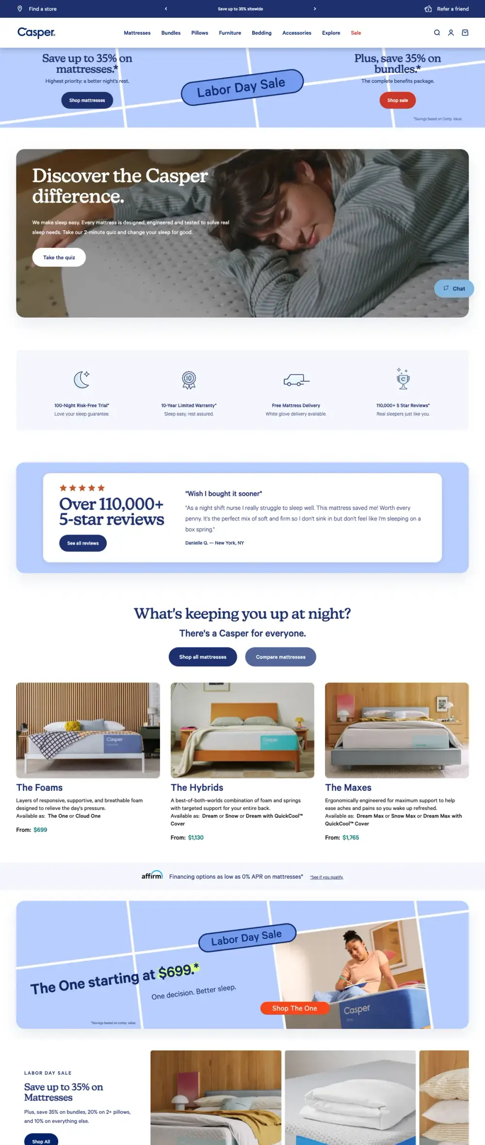 Casper landing page