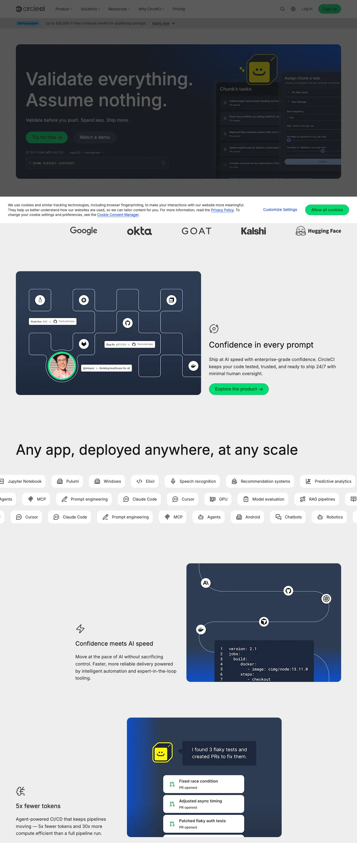 CircleCI landing page