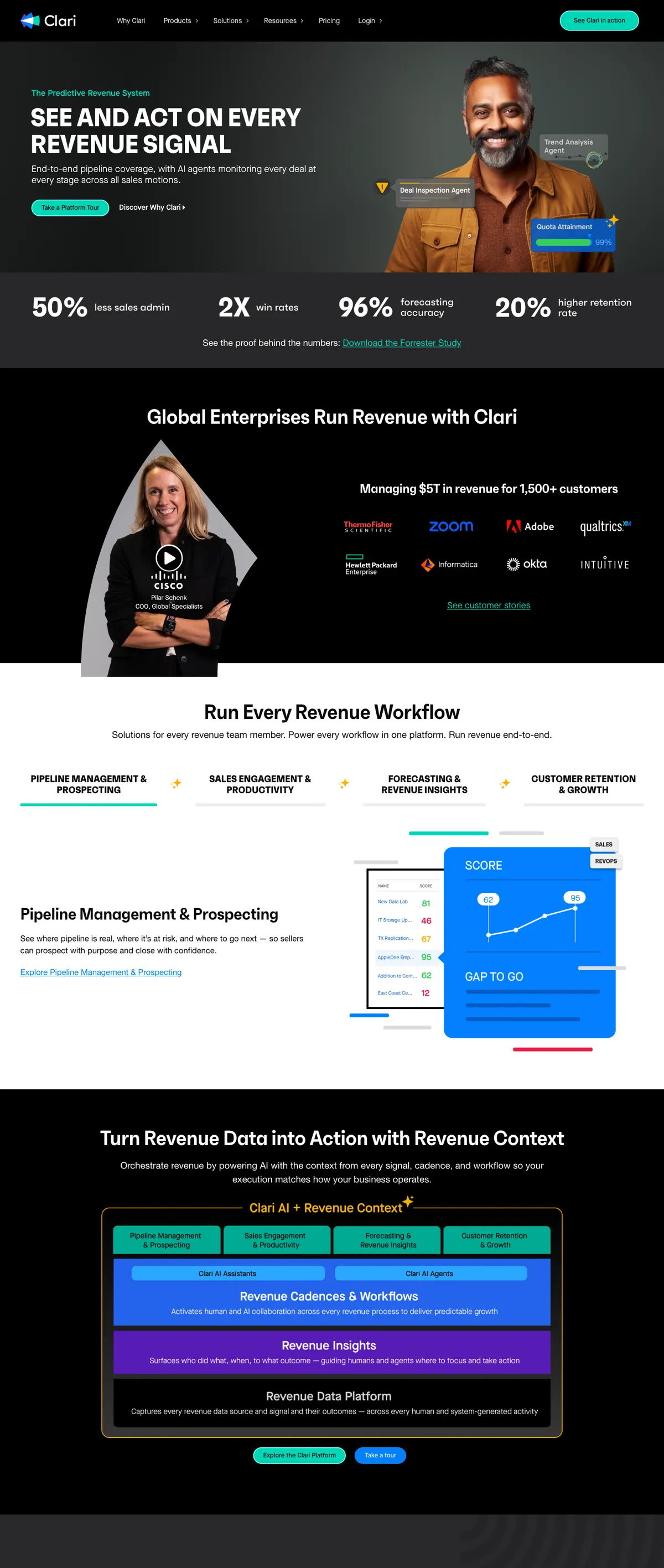 Clari landing page