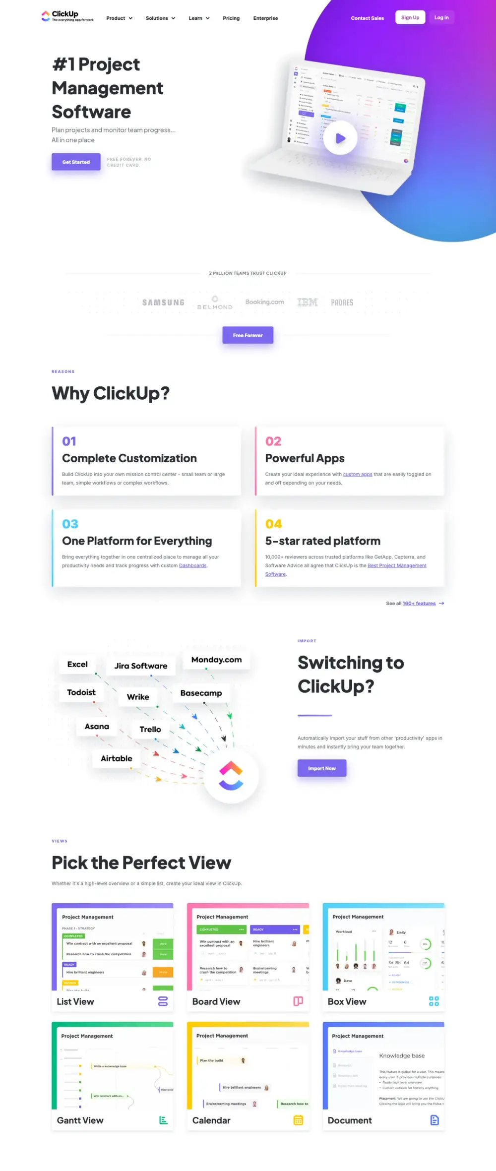 ClickUp landing page