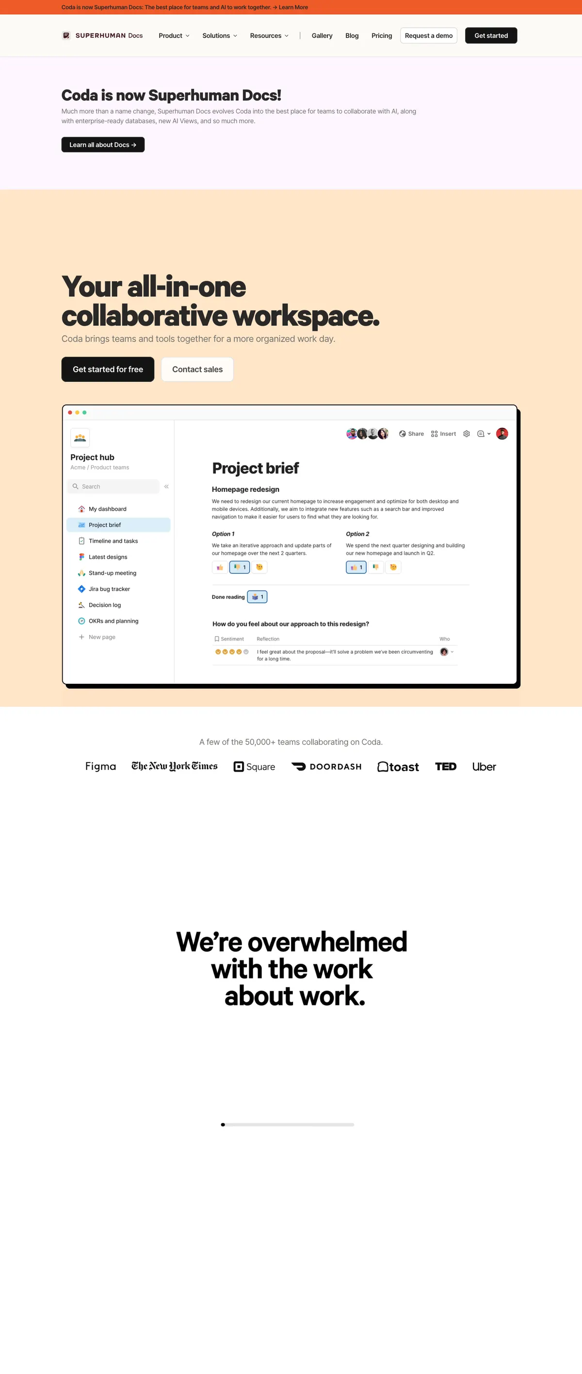 Coda landing page