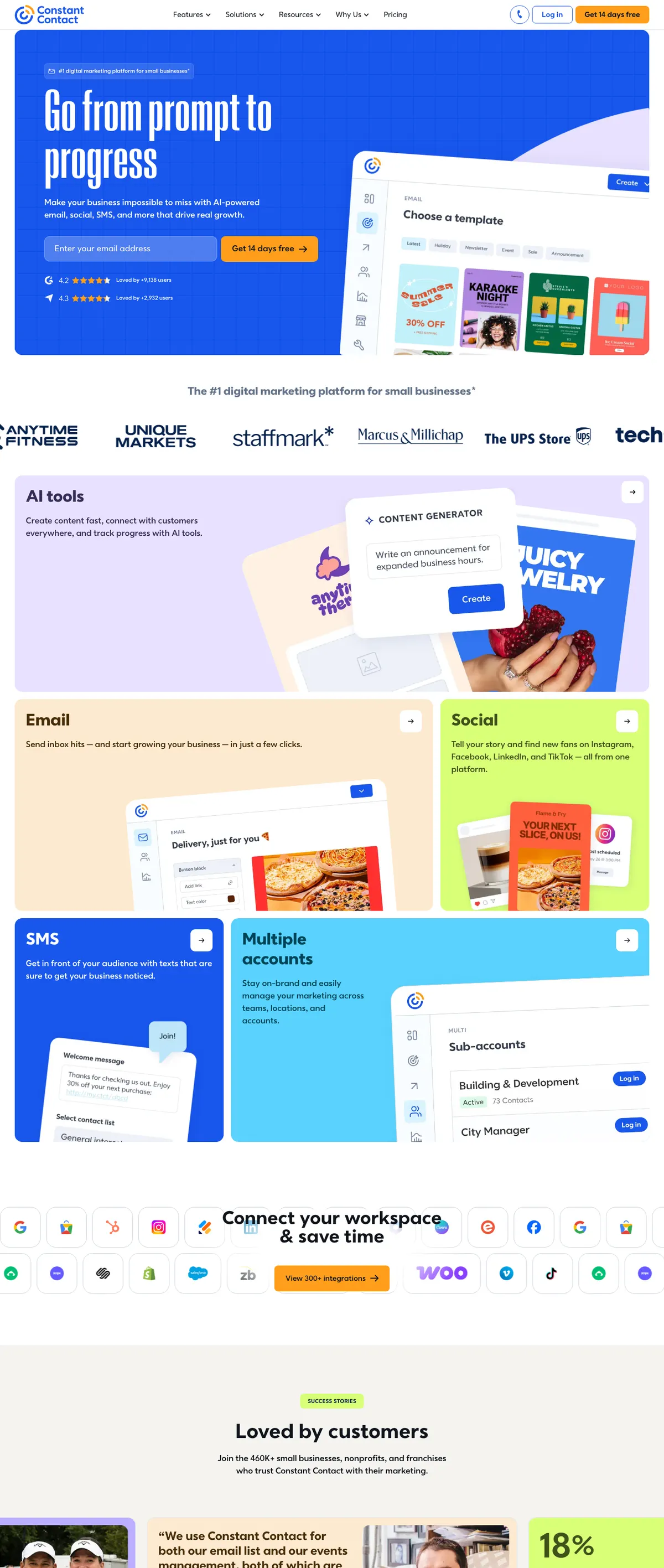 Constant Contact landing page