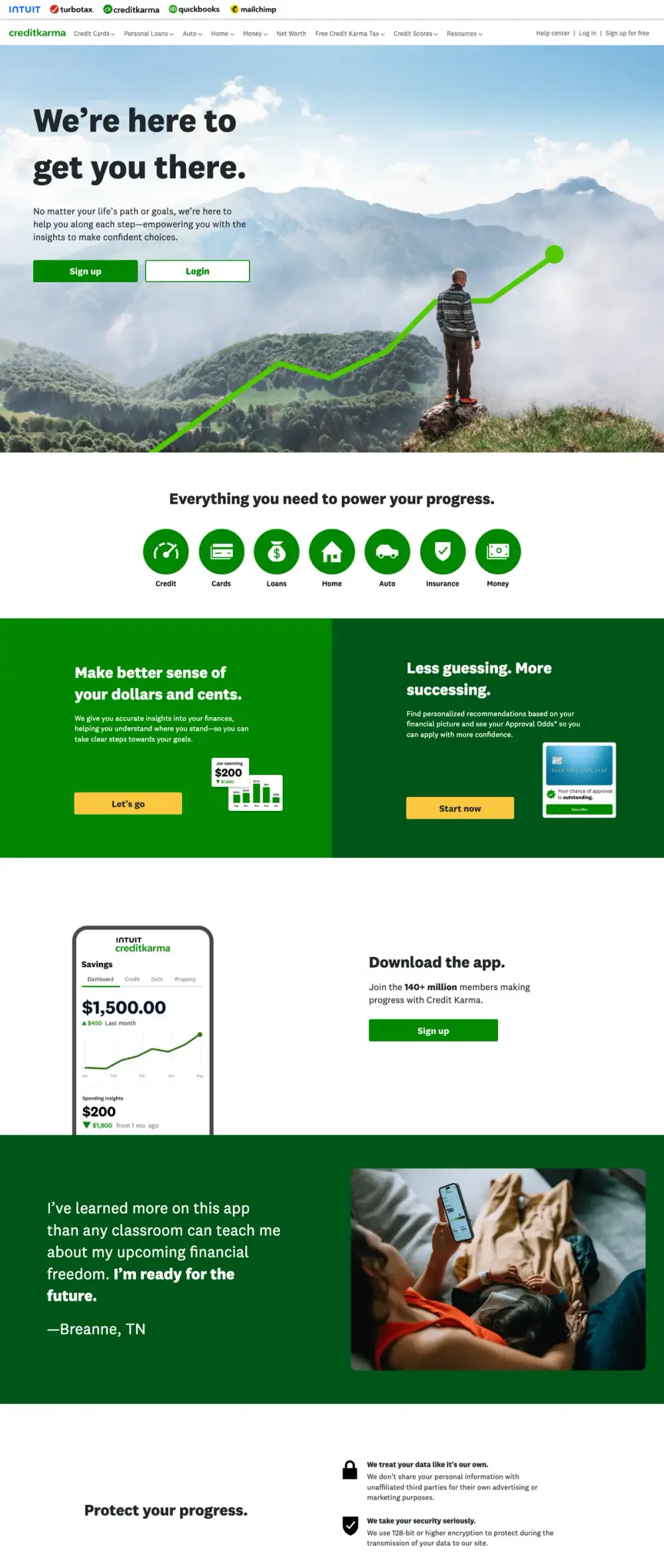 Credit Karma landing page