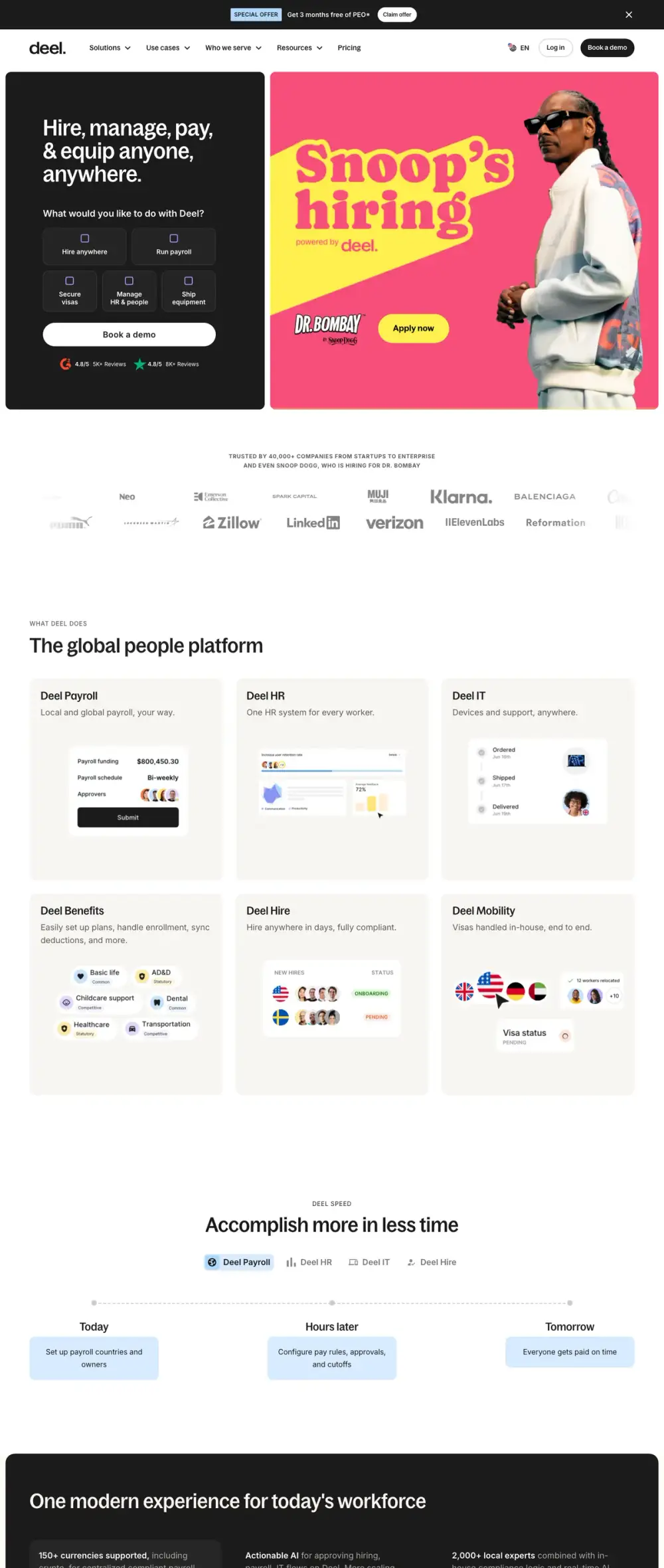 Deel landing page
