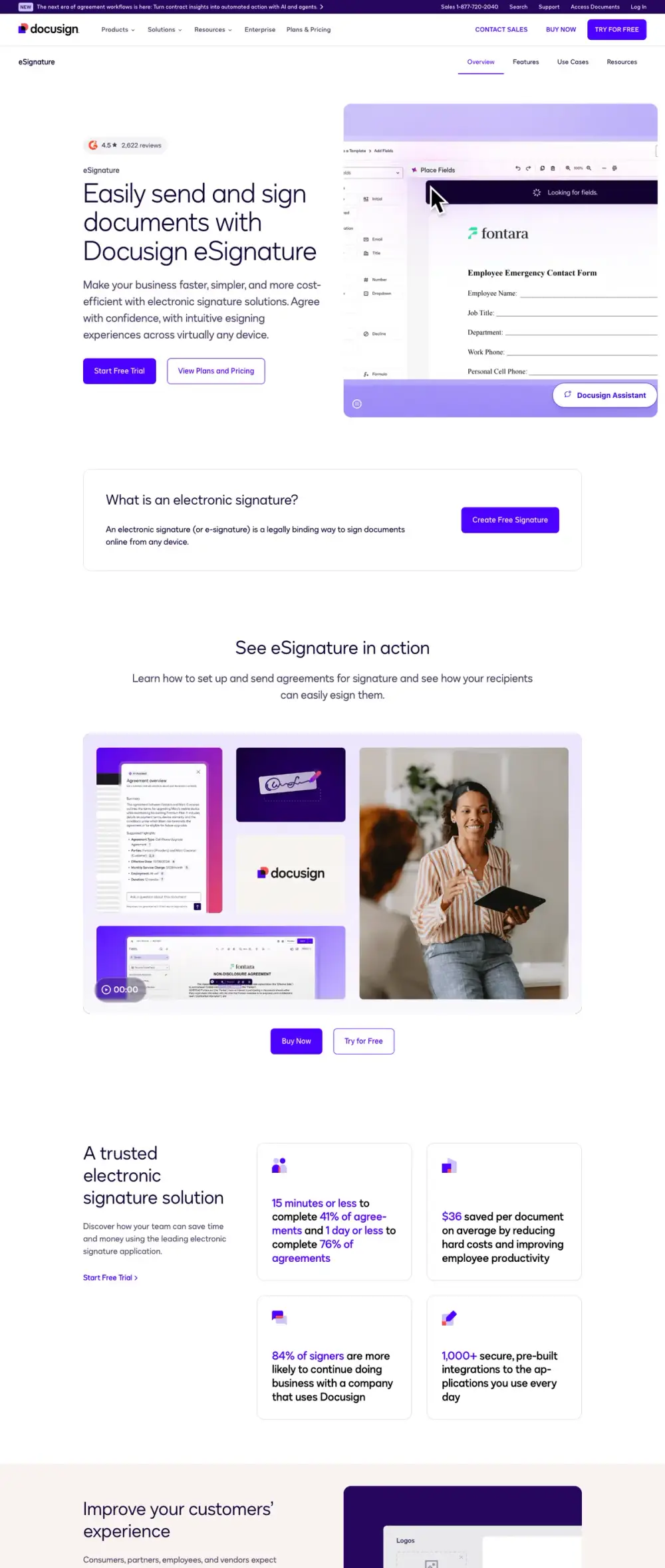 DocuSign landing page