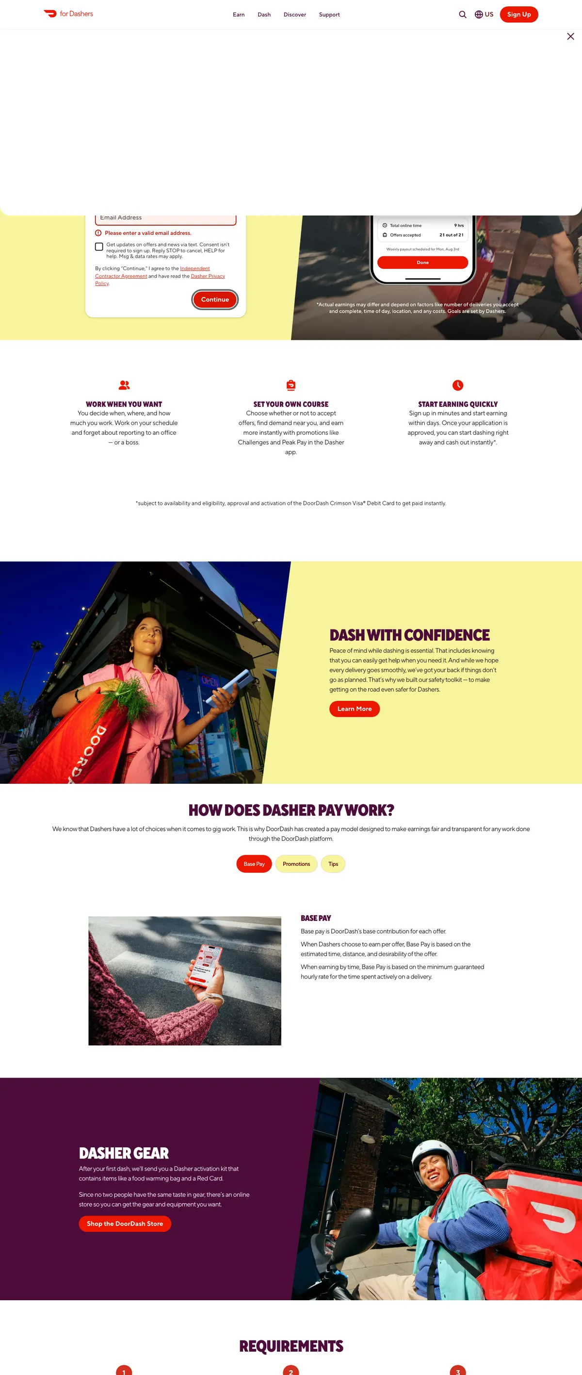 DoorDash landing page