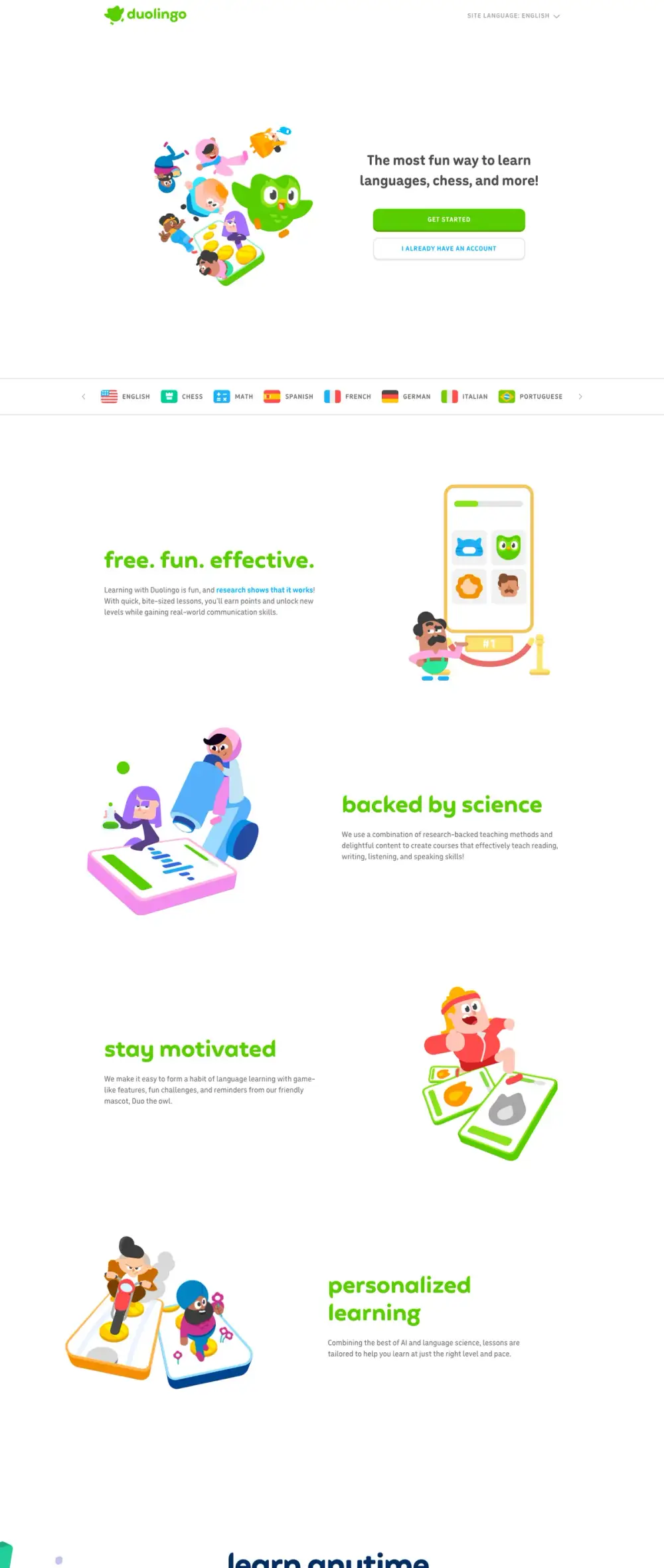 Duolingo landing page