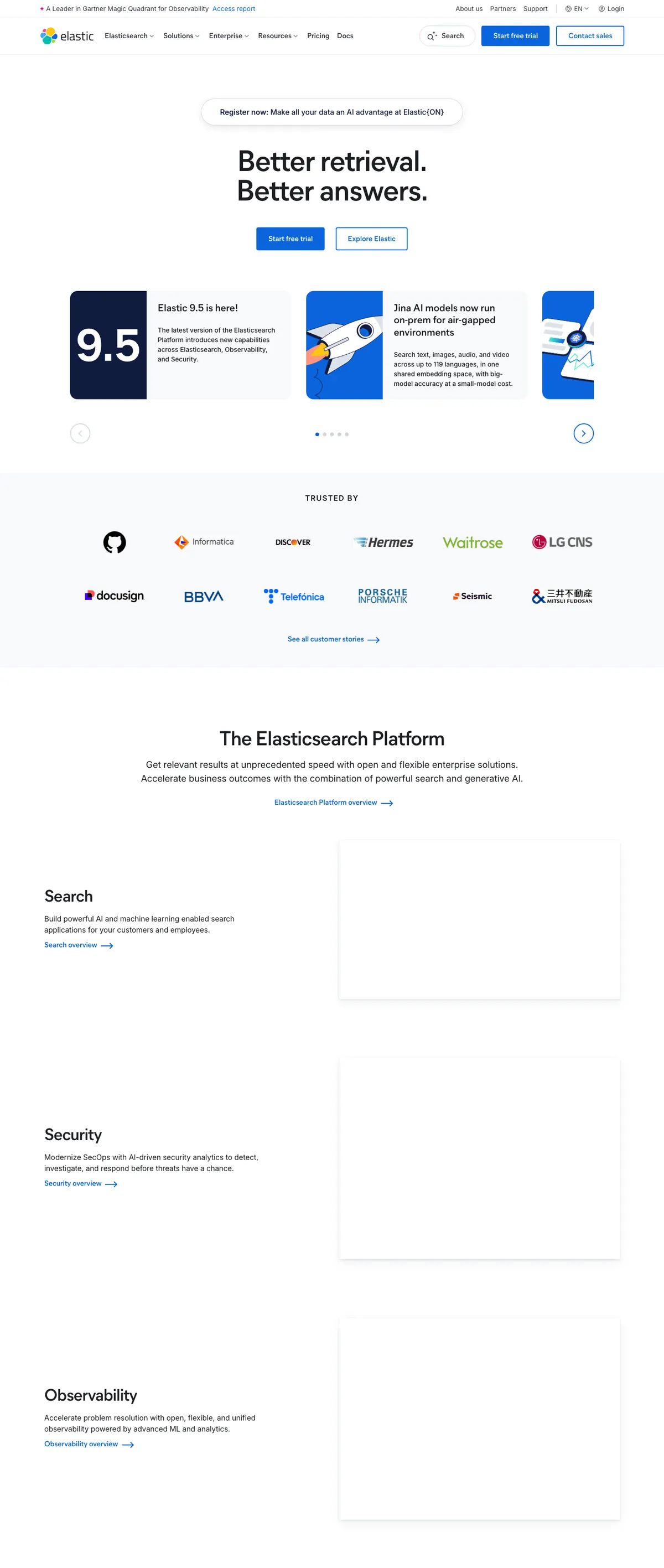 Elastic landing page