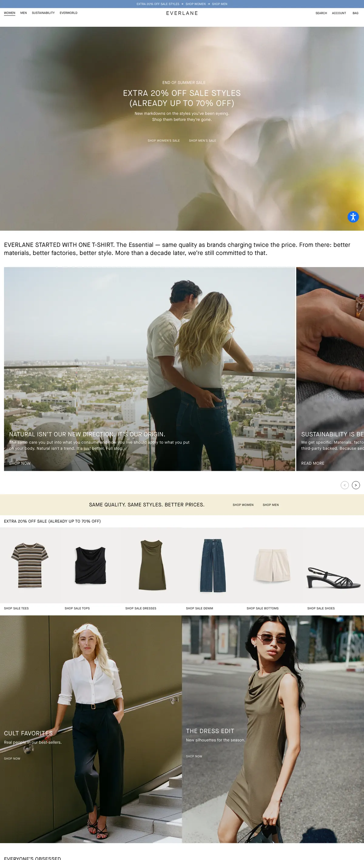 Everlane landing page