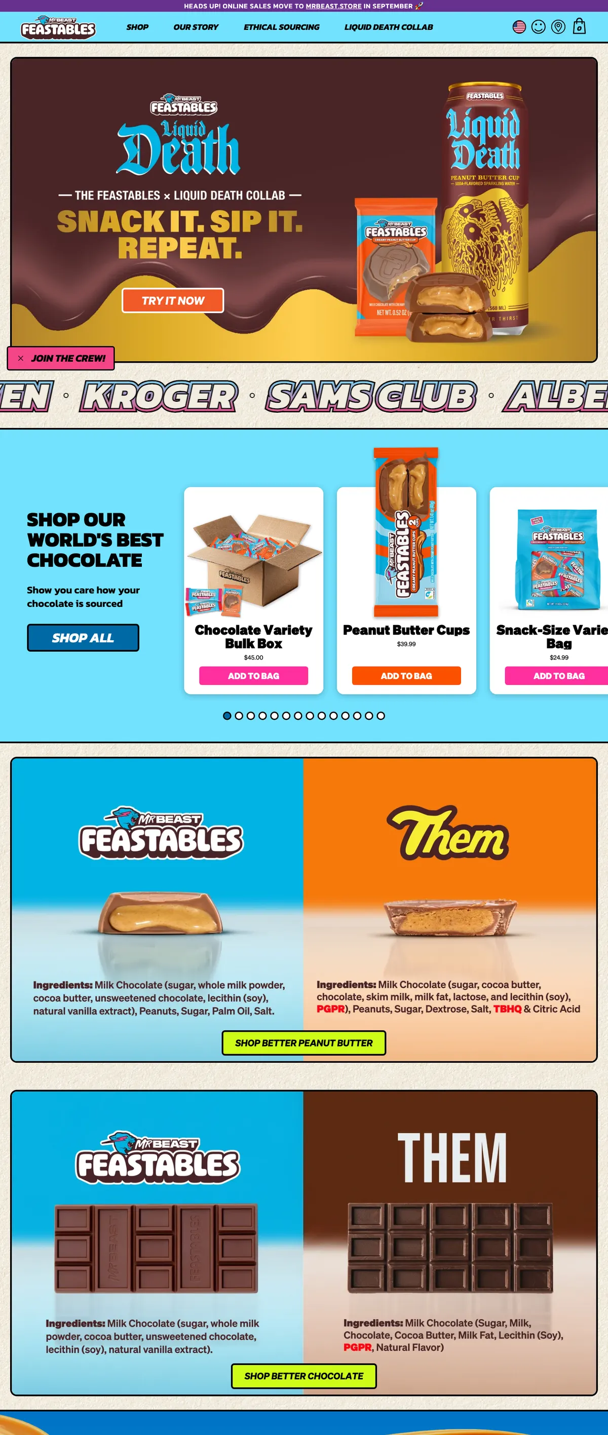 Feastables landing page