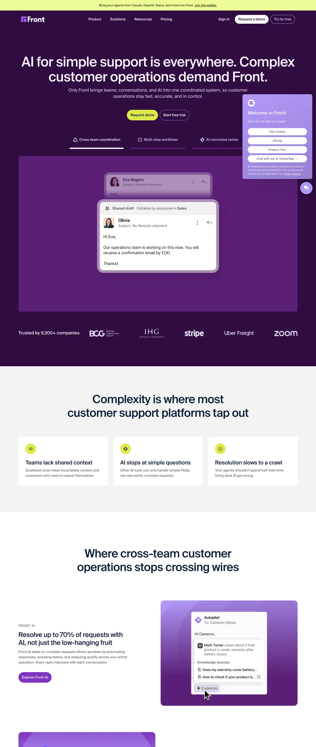 Front landing page