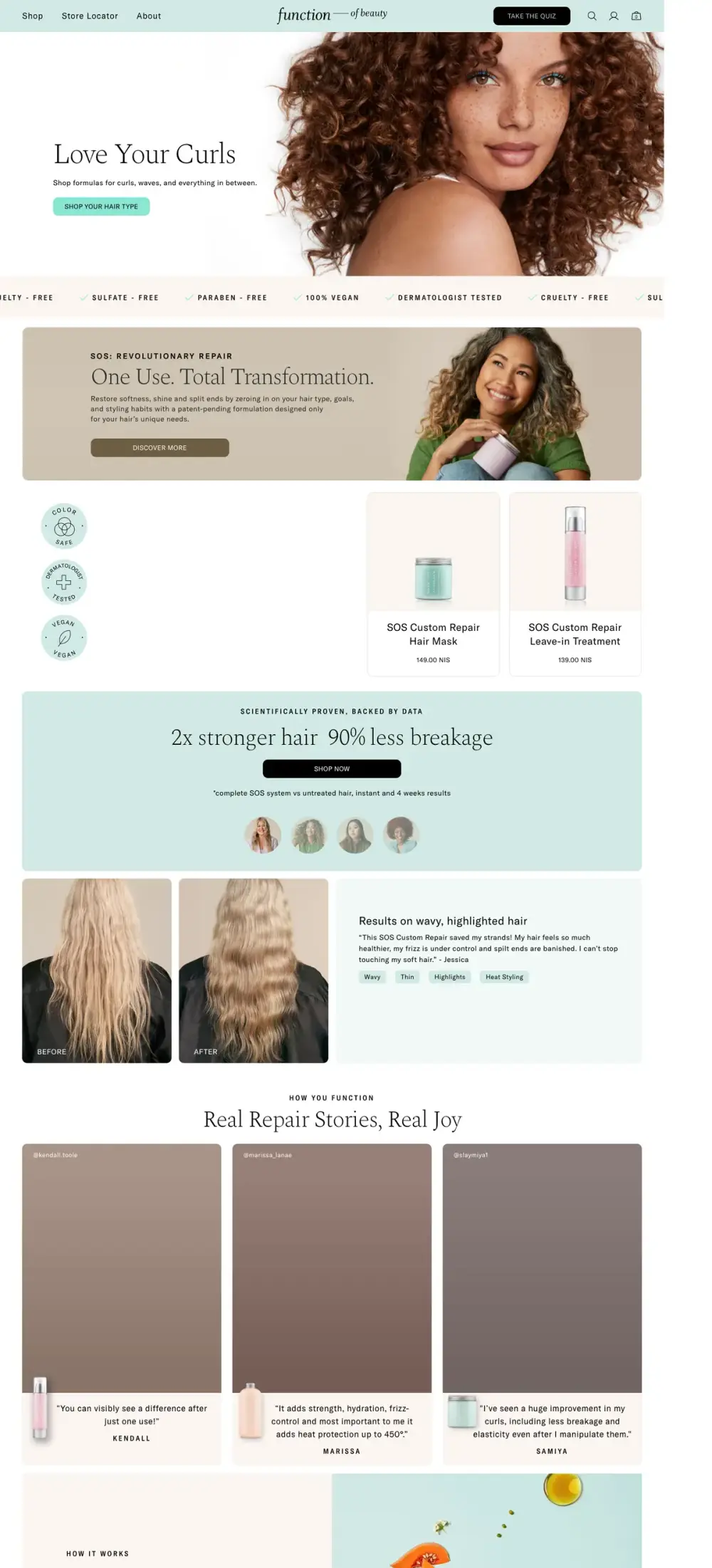 Function of Beauty landing page