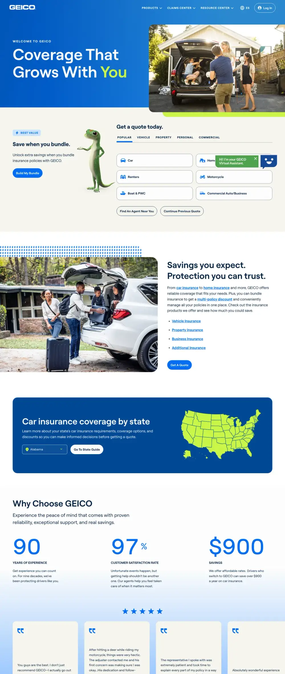 GEICO landing page