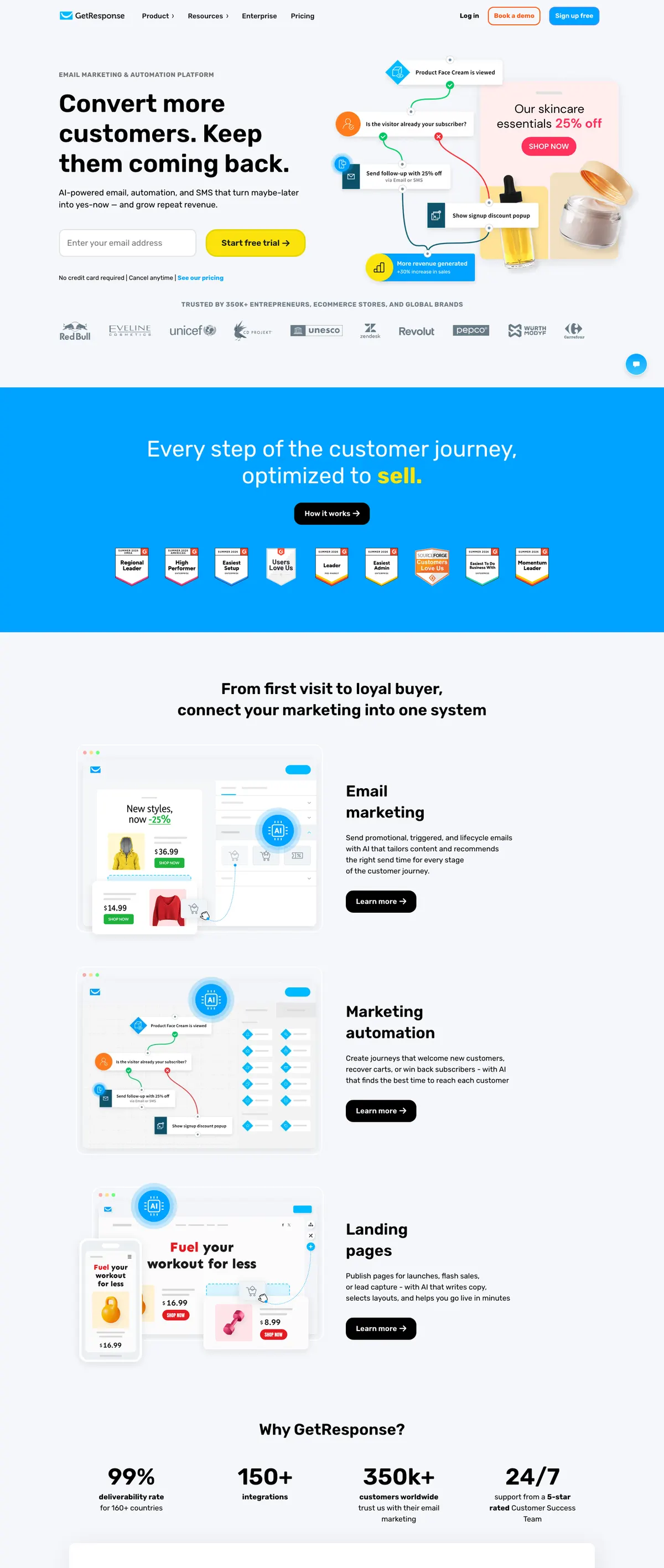 GetResponse landing page