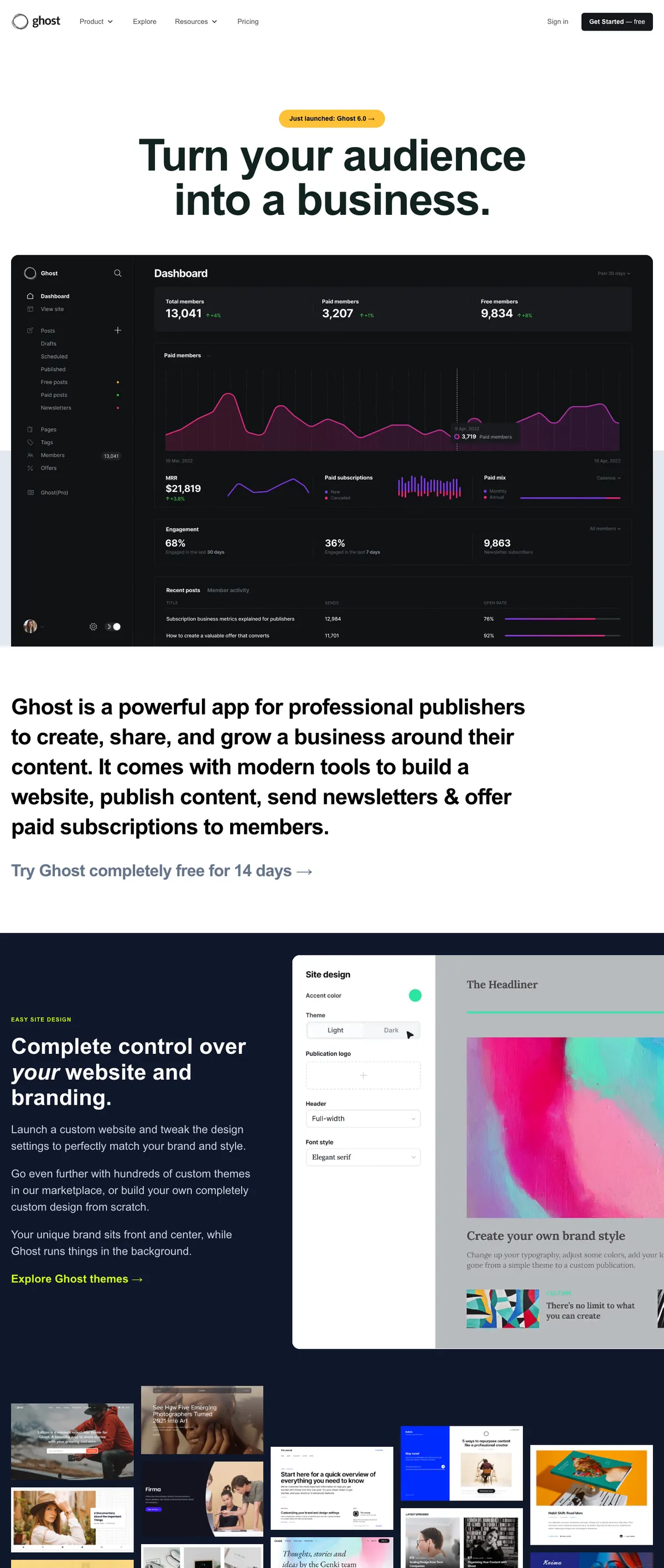 Ghost landing page