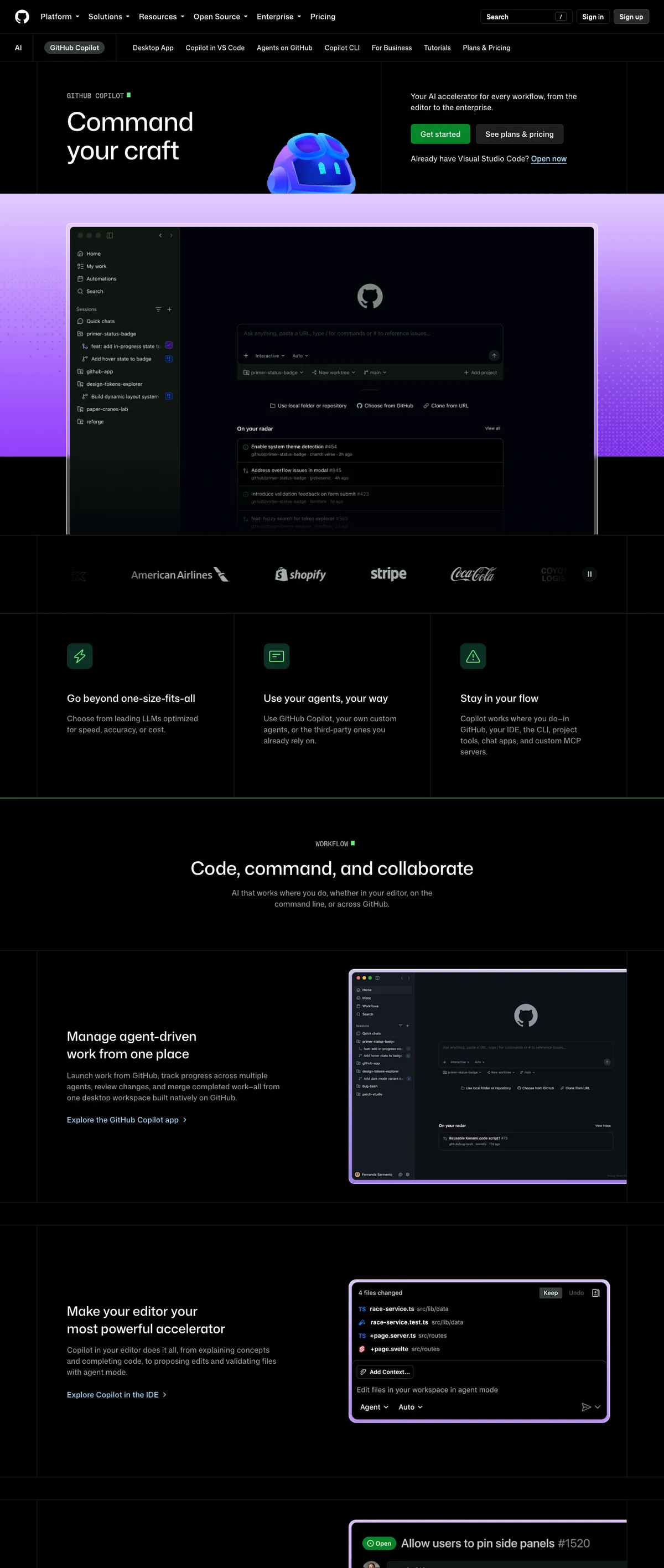 GitHub Copilot landing page