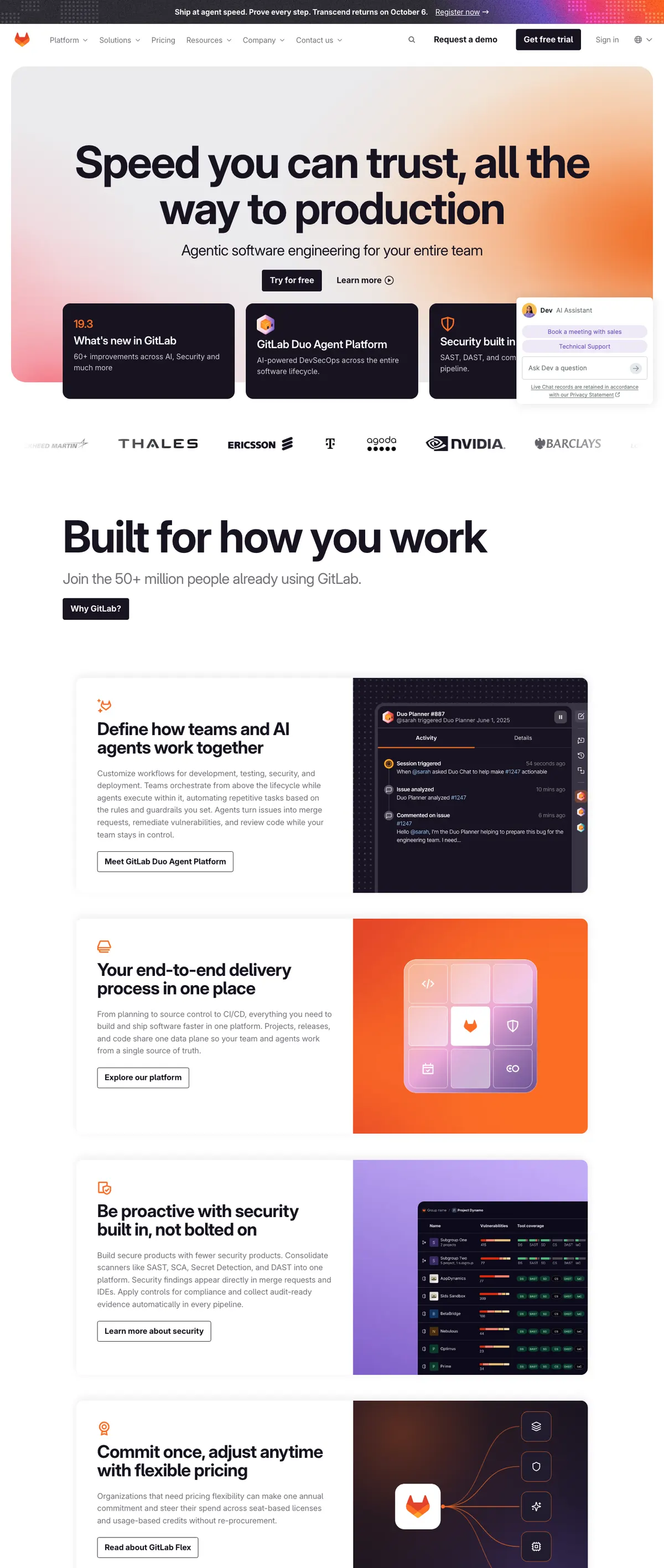 GitLab landing page