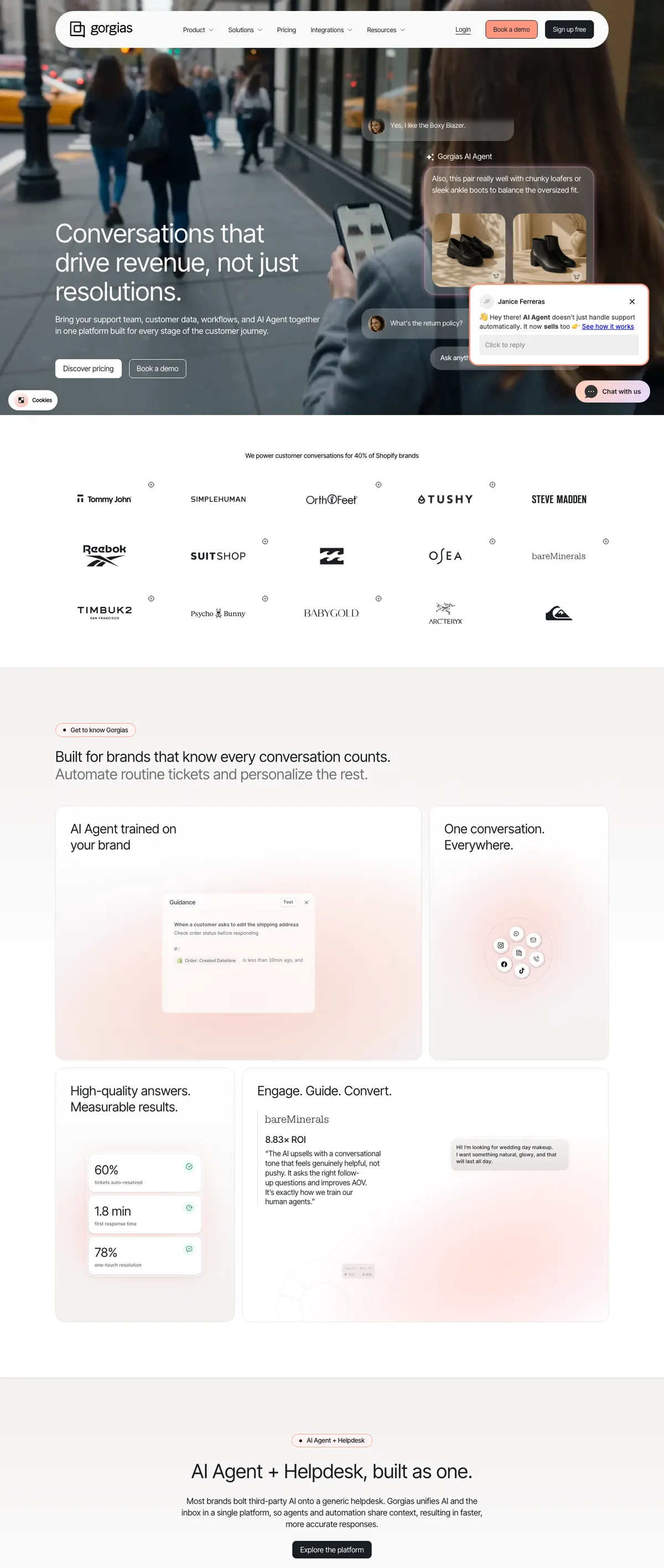 Gorgias landing page