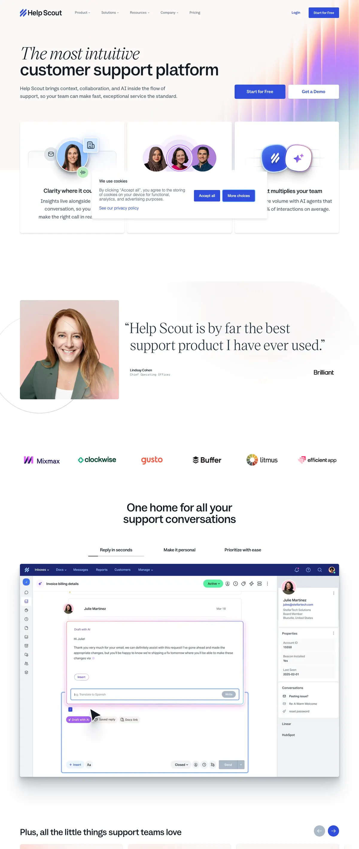Help Scout landing page