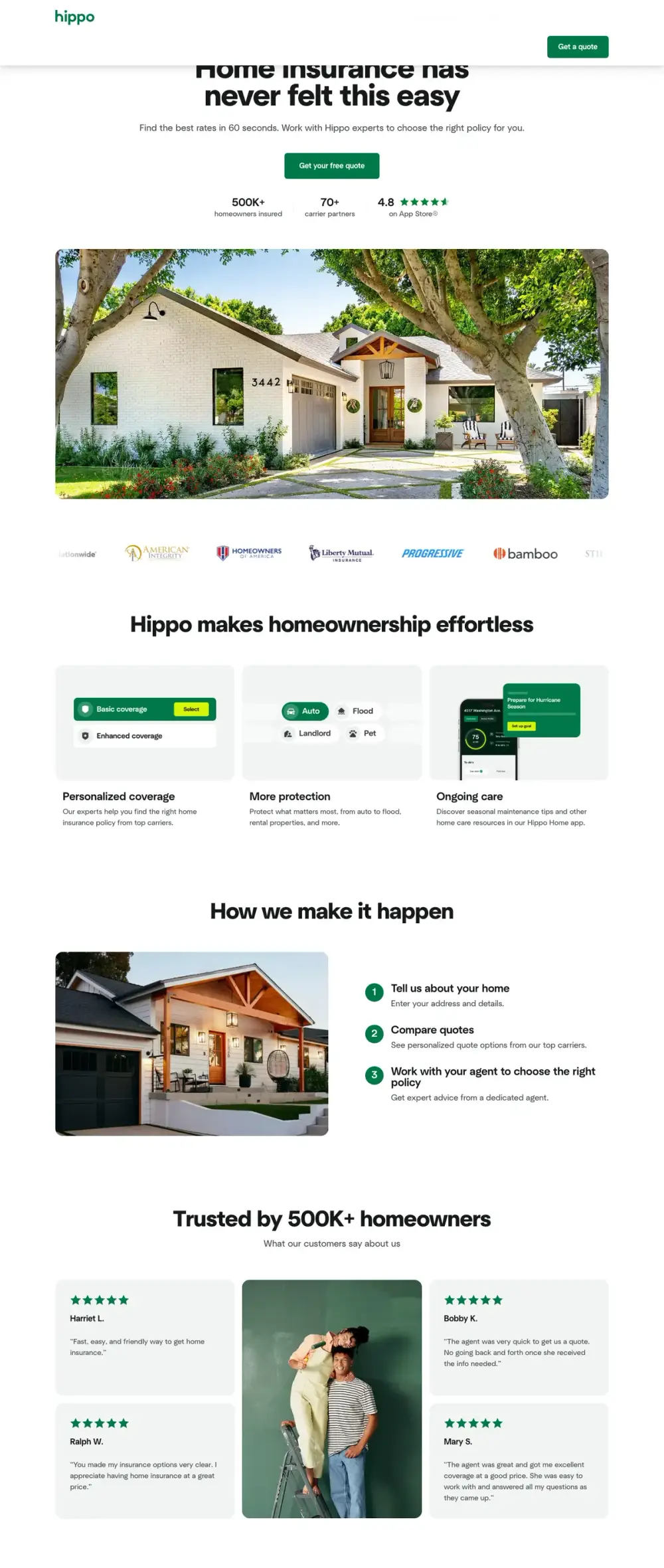 Hippo landing page
