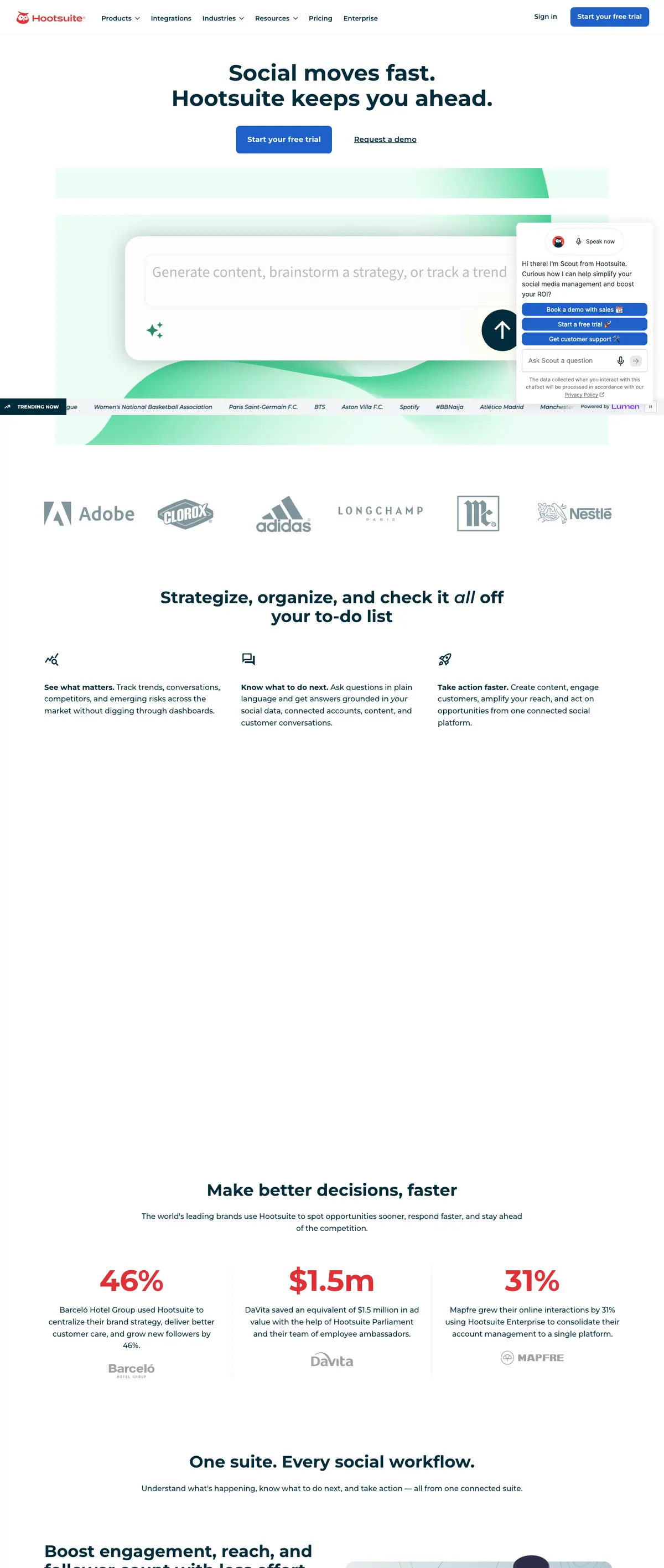 Hootsuite landing page