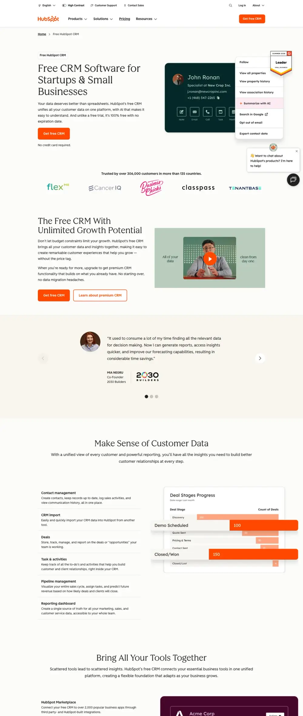 HubSpot landing page